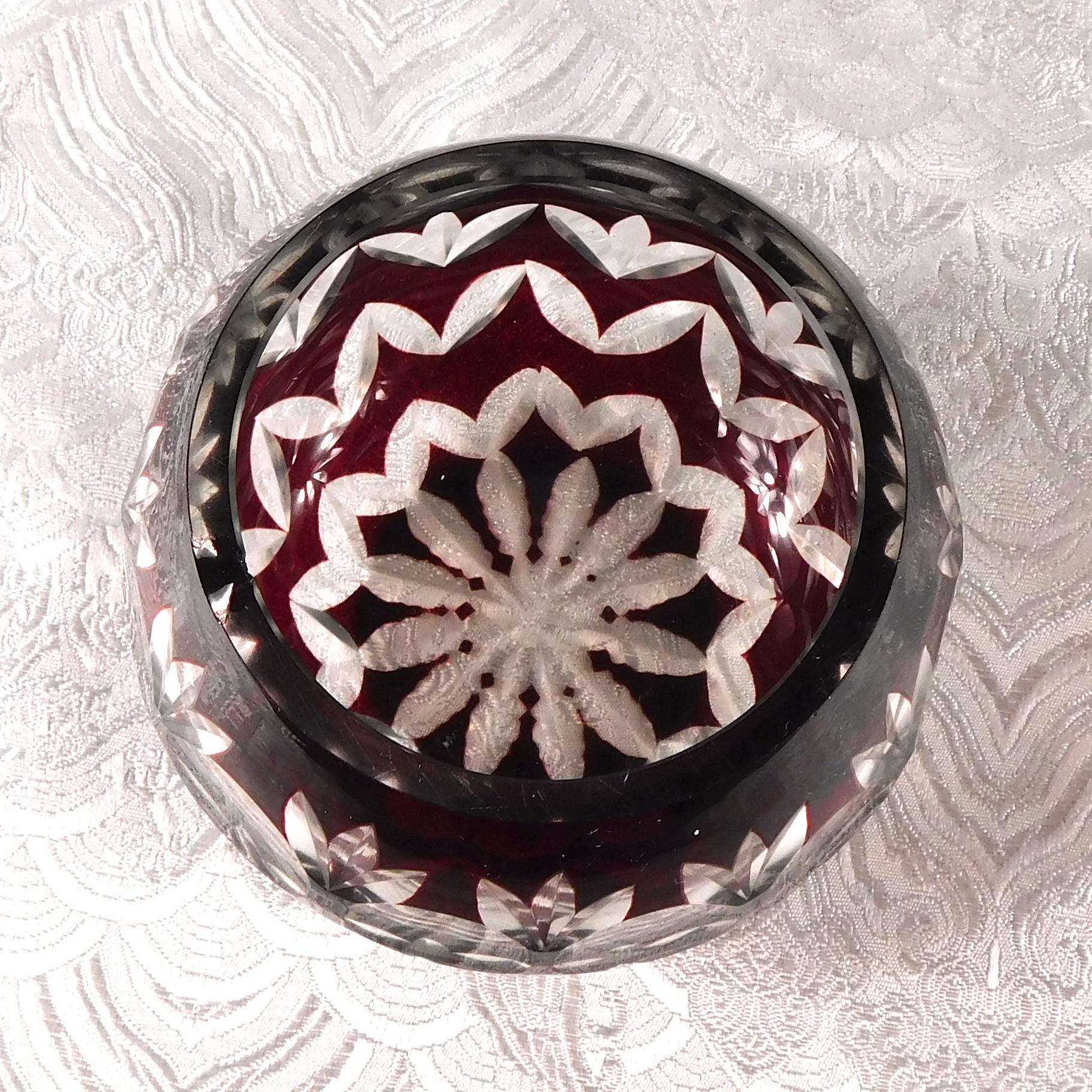 Lot of Two Red Cut to Clear Small bowls # 27348