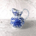 White and Blue Floral Ceramic Pitcher Made for Seymour Mann # 27681