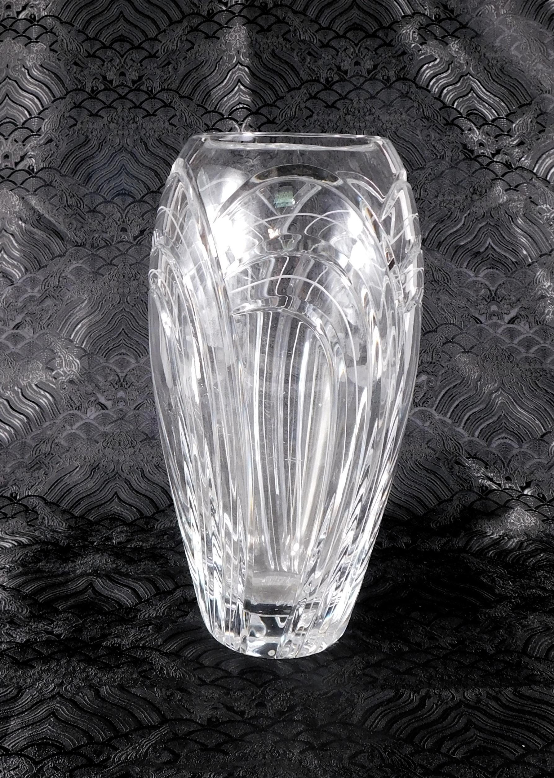 Rogaska Maestro Ten Inch Cut Crystal Flower Vase # 27692