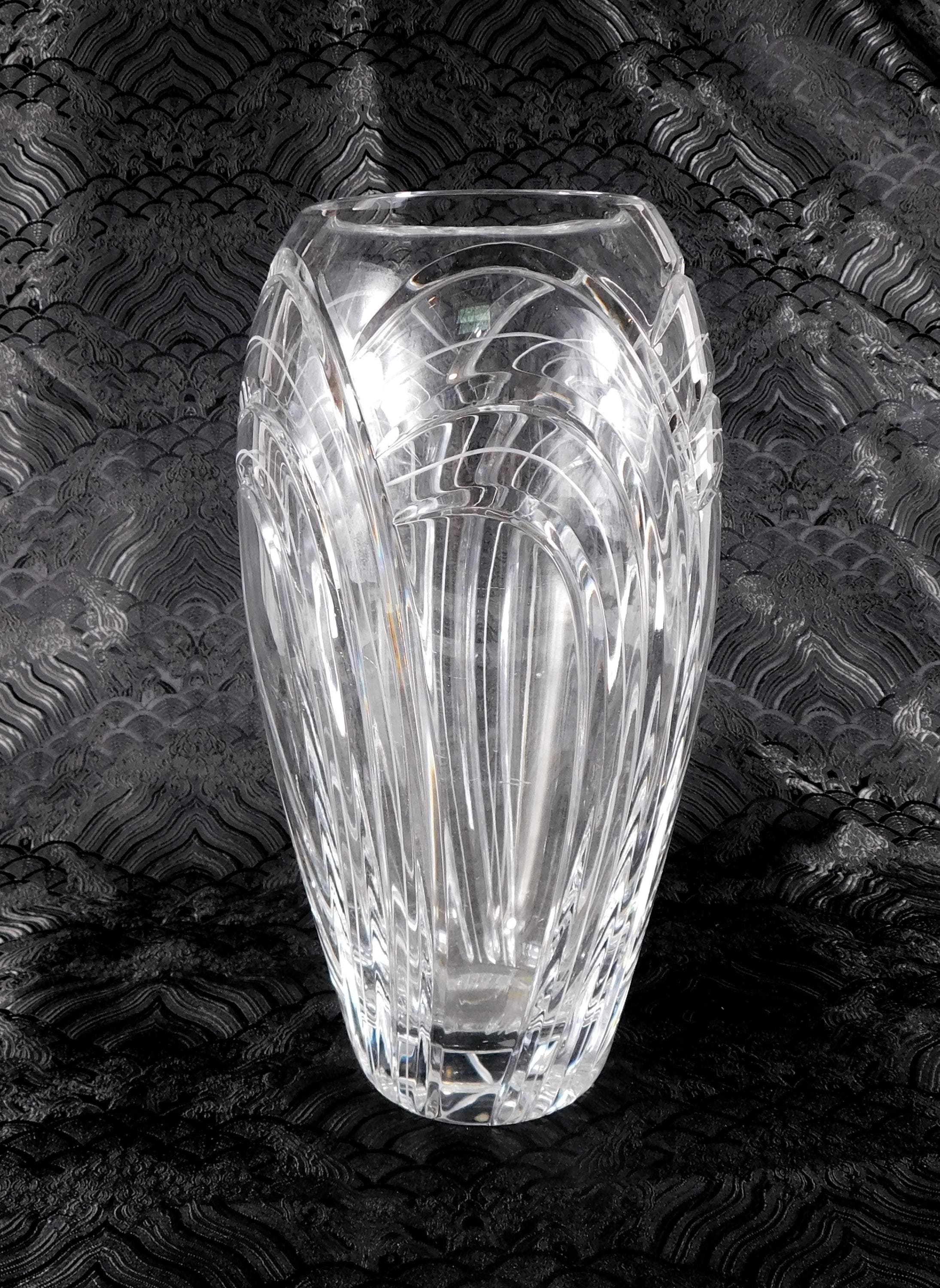 Rogaska Maestro Ten Inch Cut Crystal Flower Vase # 27692
