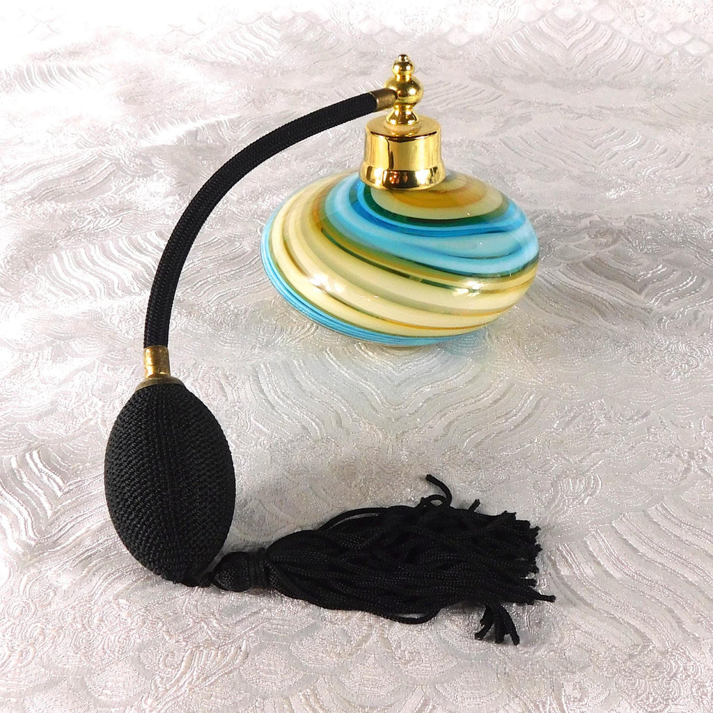 Blue and Tan Swirl Perfume Atomizer # 27374