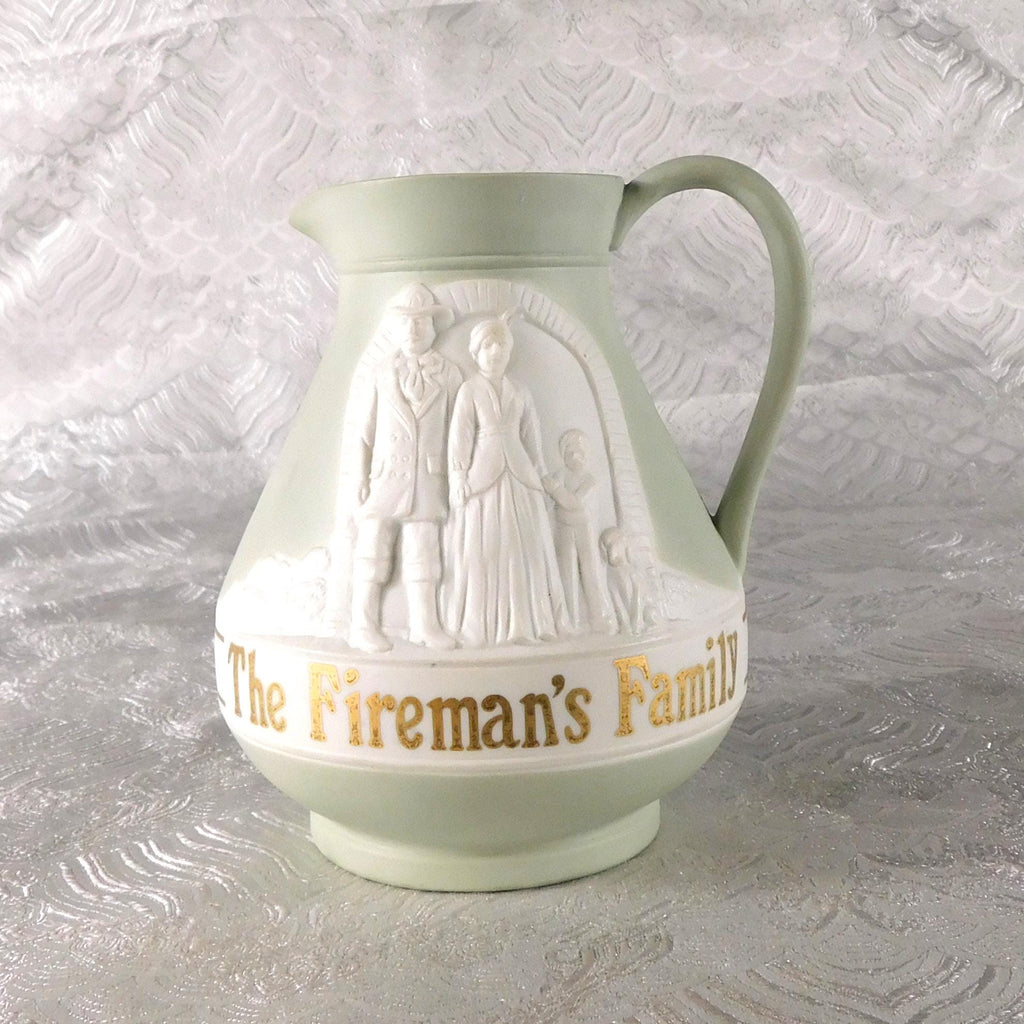 The Fireman’s Family Pale Green Jasperware Pitcher or Jug # 27385
