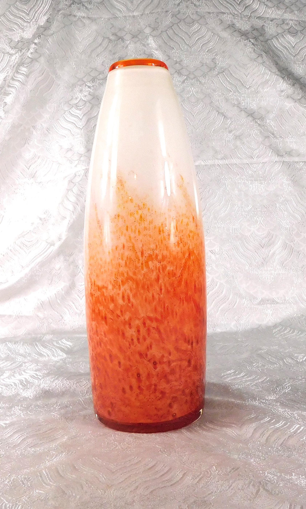 Orange and White Art Glass Vase # 27480