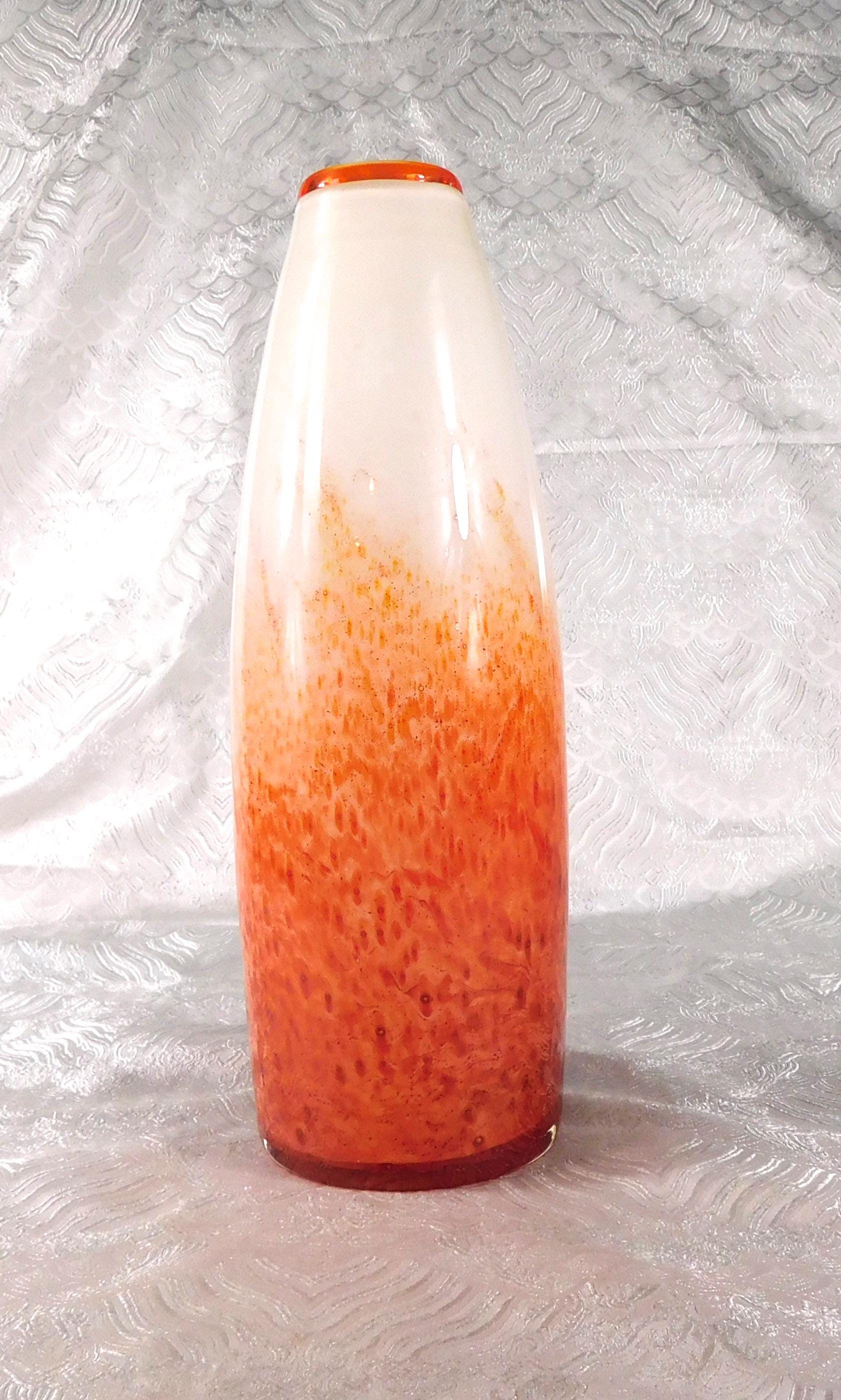 Orange and White Art Glass Vase # 27480
