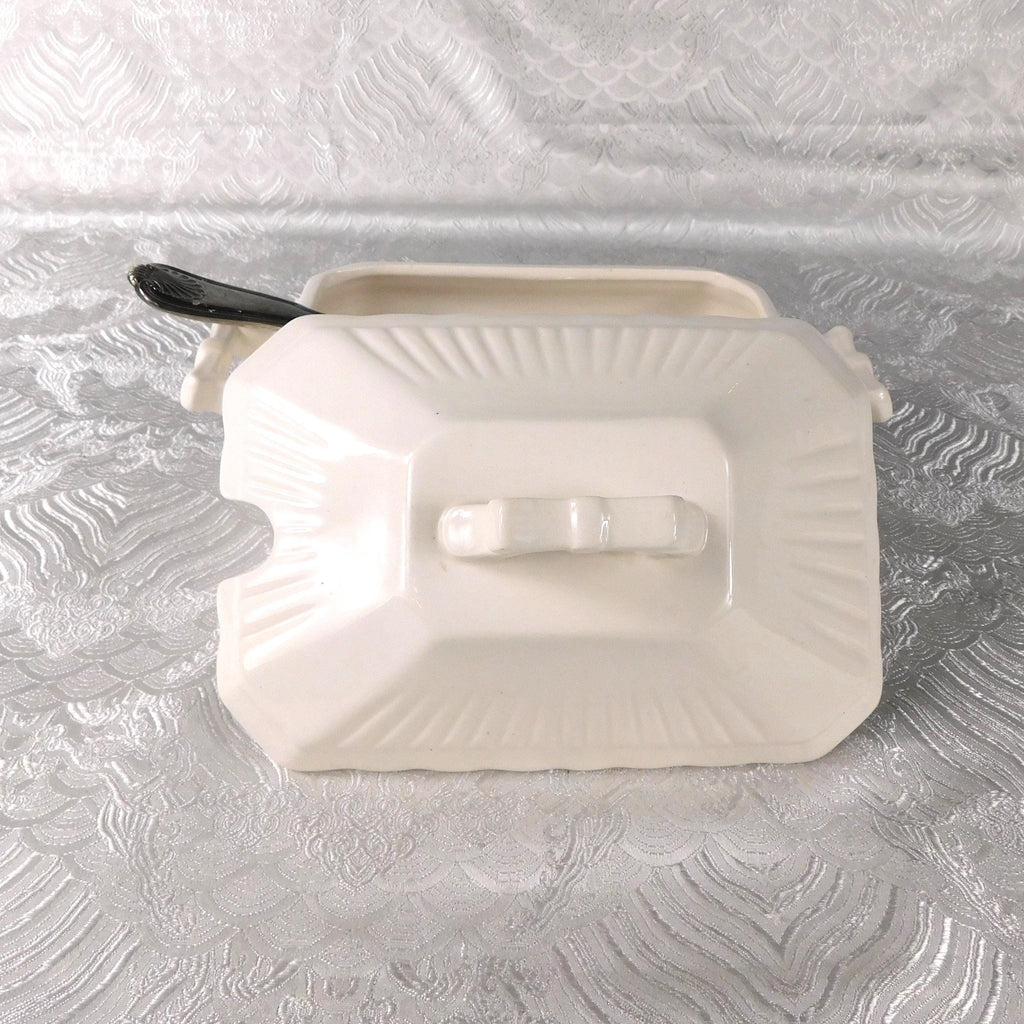 White Ceramic Vegetable Bowl or Gravy Boat with Ladle # 27660
