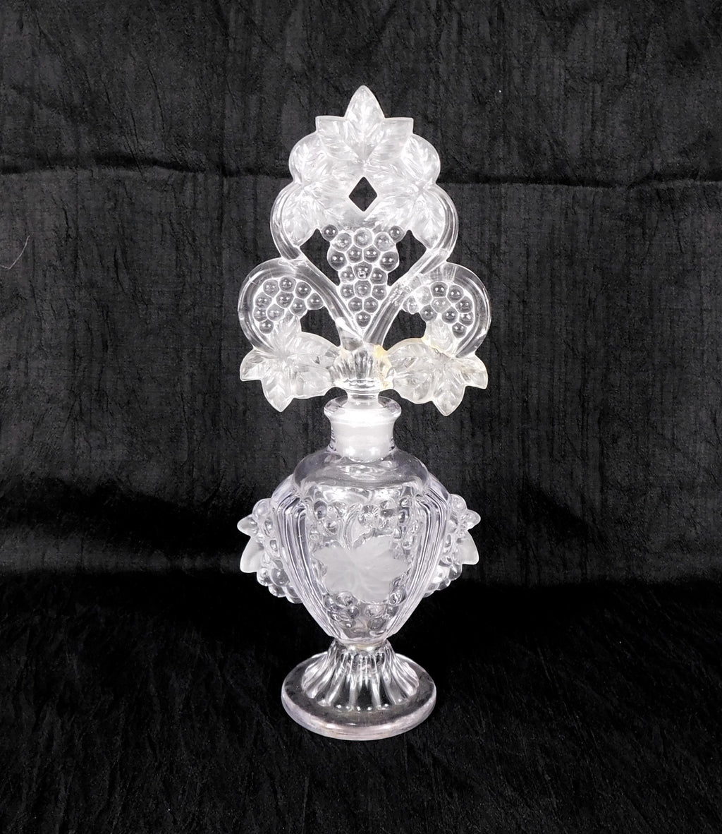 Clear Glass Footed Perfume Bottle with Open Stopper Design # 27514
