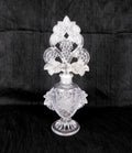 Clear Glass Footed Perfume Bottle with Open Stopper Design # 27514