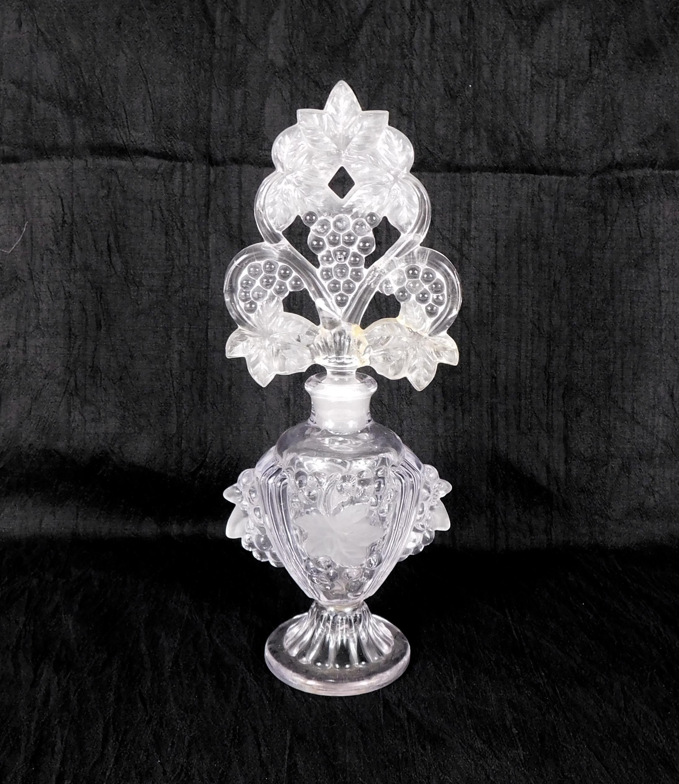 Clear Glass Footed Perfume Bottle with Open Stopper Design # 27514