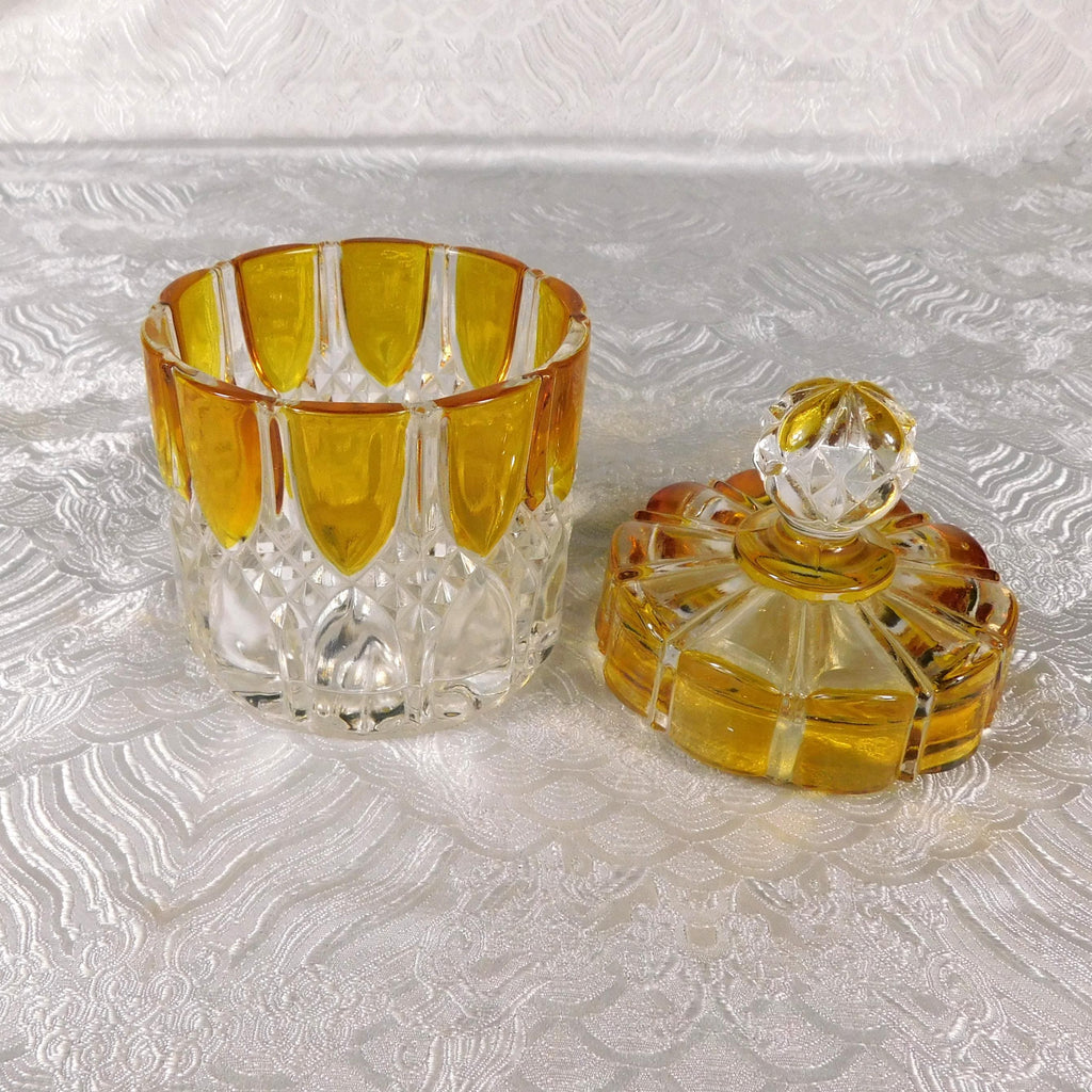 Yellow and Clear Small Biscuit Barrel with Matching Lid # 27554