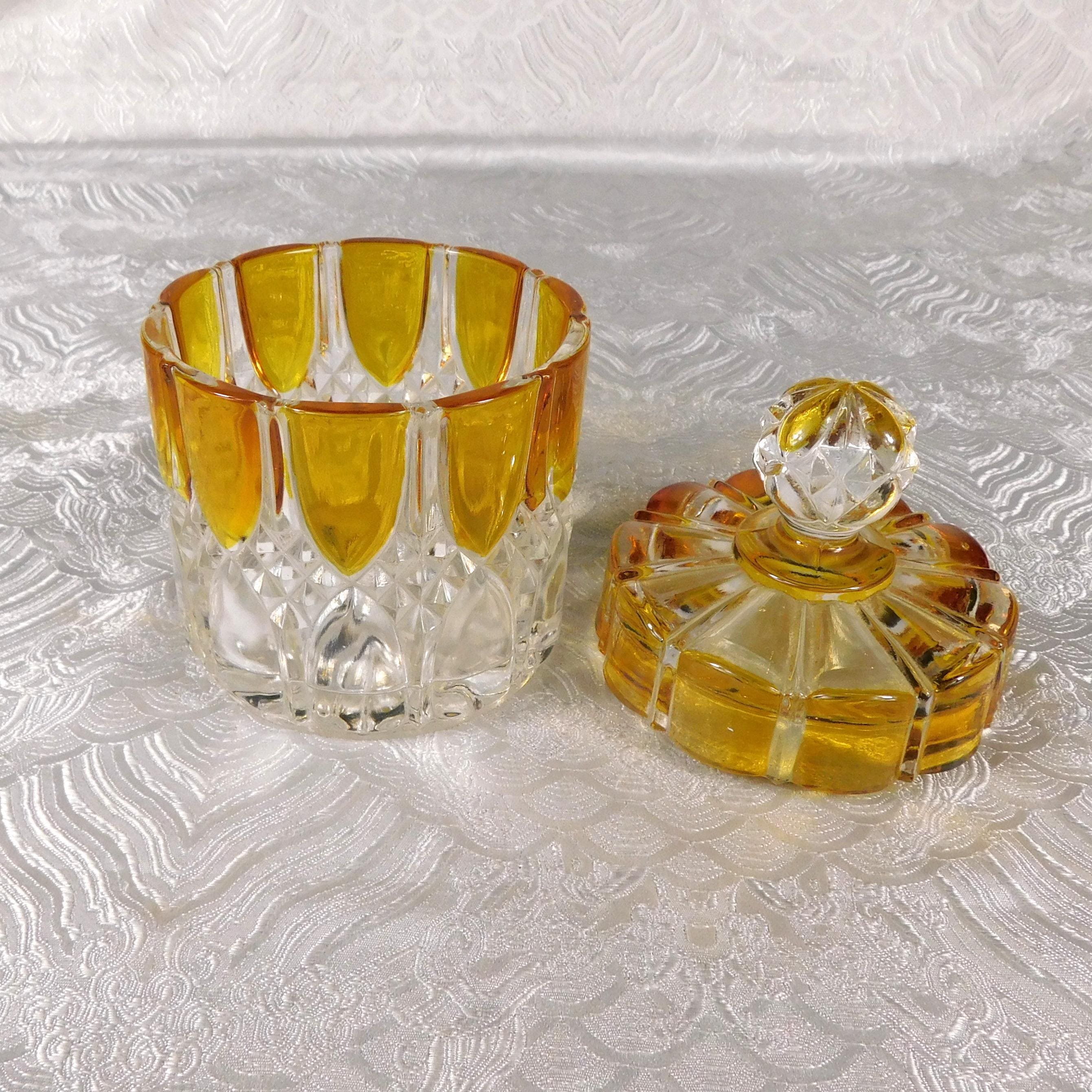 Yellow and Clear Small Biscuit Barrel with Matching Lid # 27554