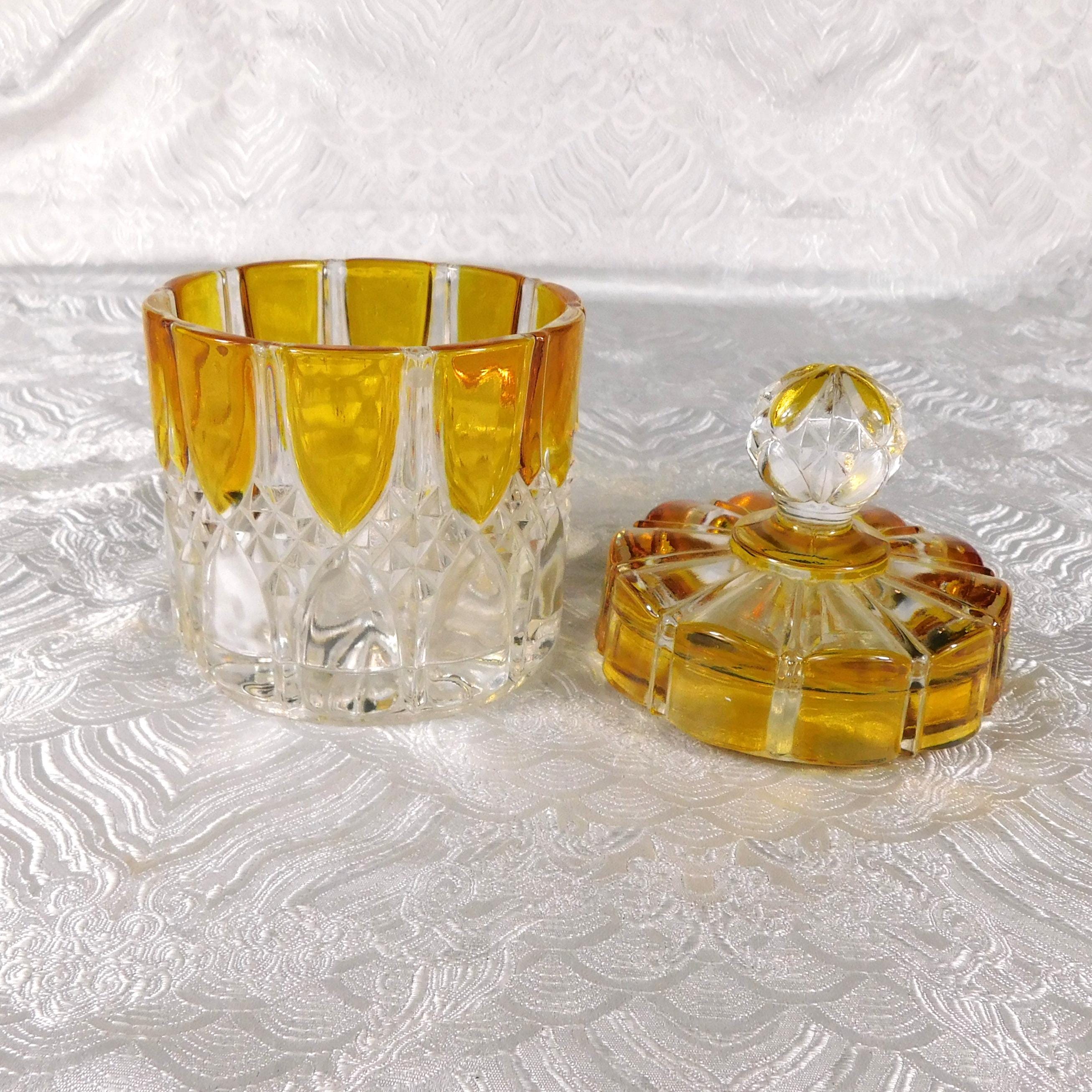 Yellow and Clear Small Biscuit Barrel with Matching Lid # 27554