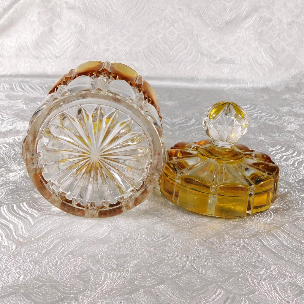 Yellow and Clear Small Biscuit Barrel with Matching Lid # 27554