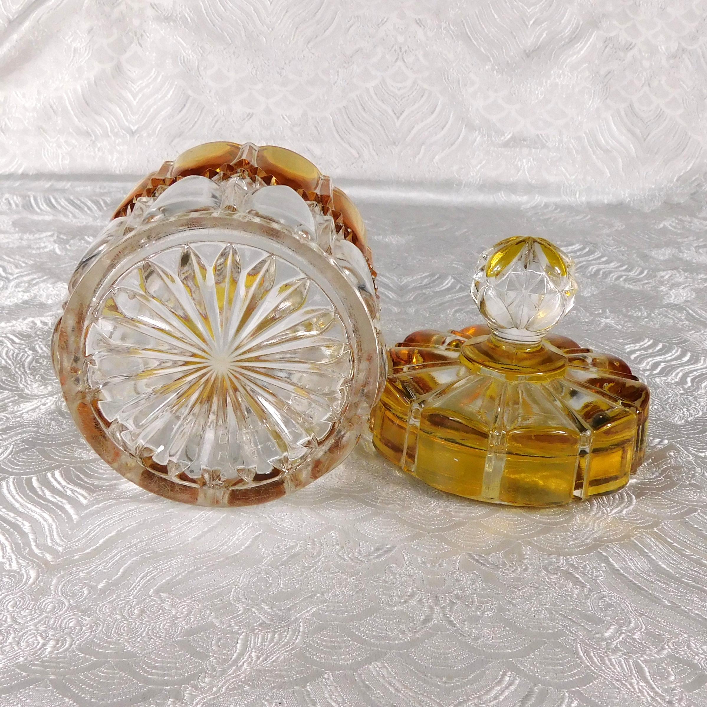 Yellow and Clear Small Biscuit Barrel with Matching Lid # 27554