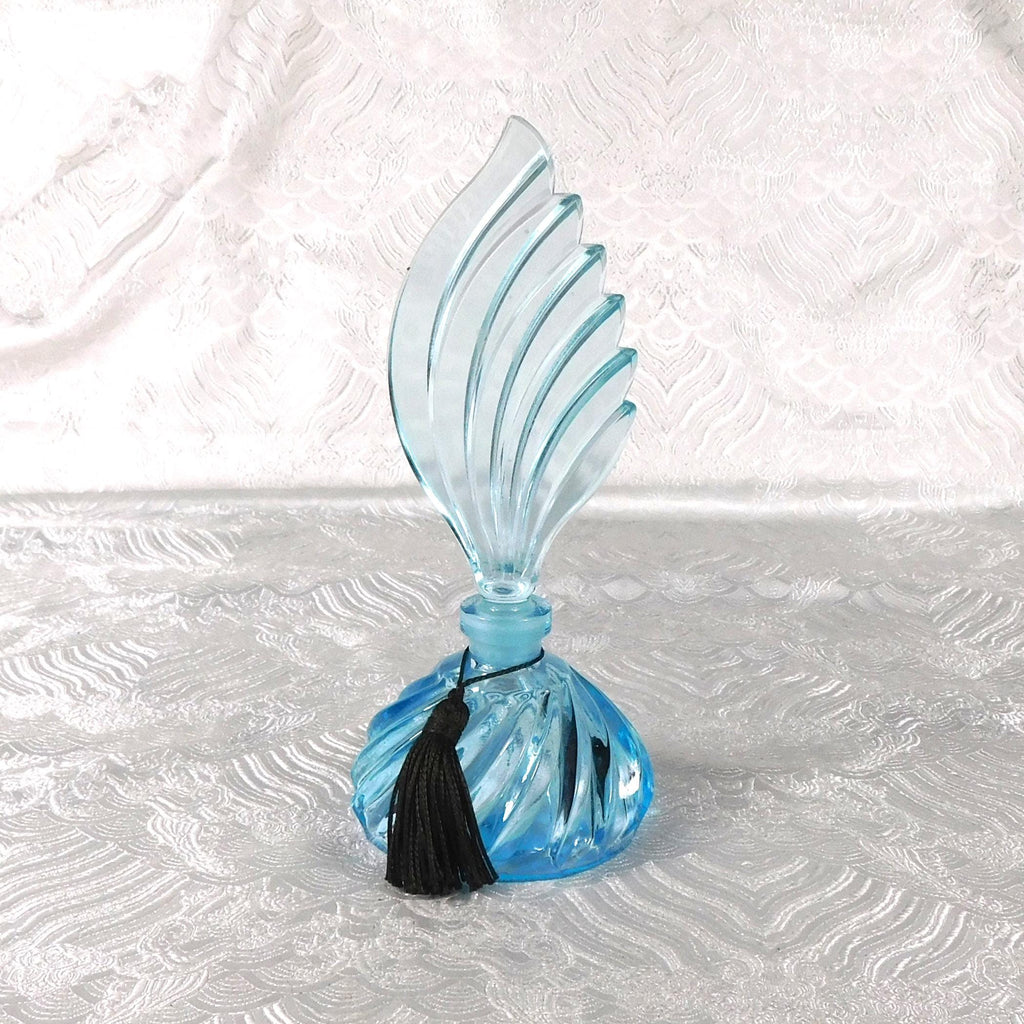 Blue Glass Perfume Bottle with Matching Stopper # 27560