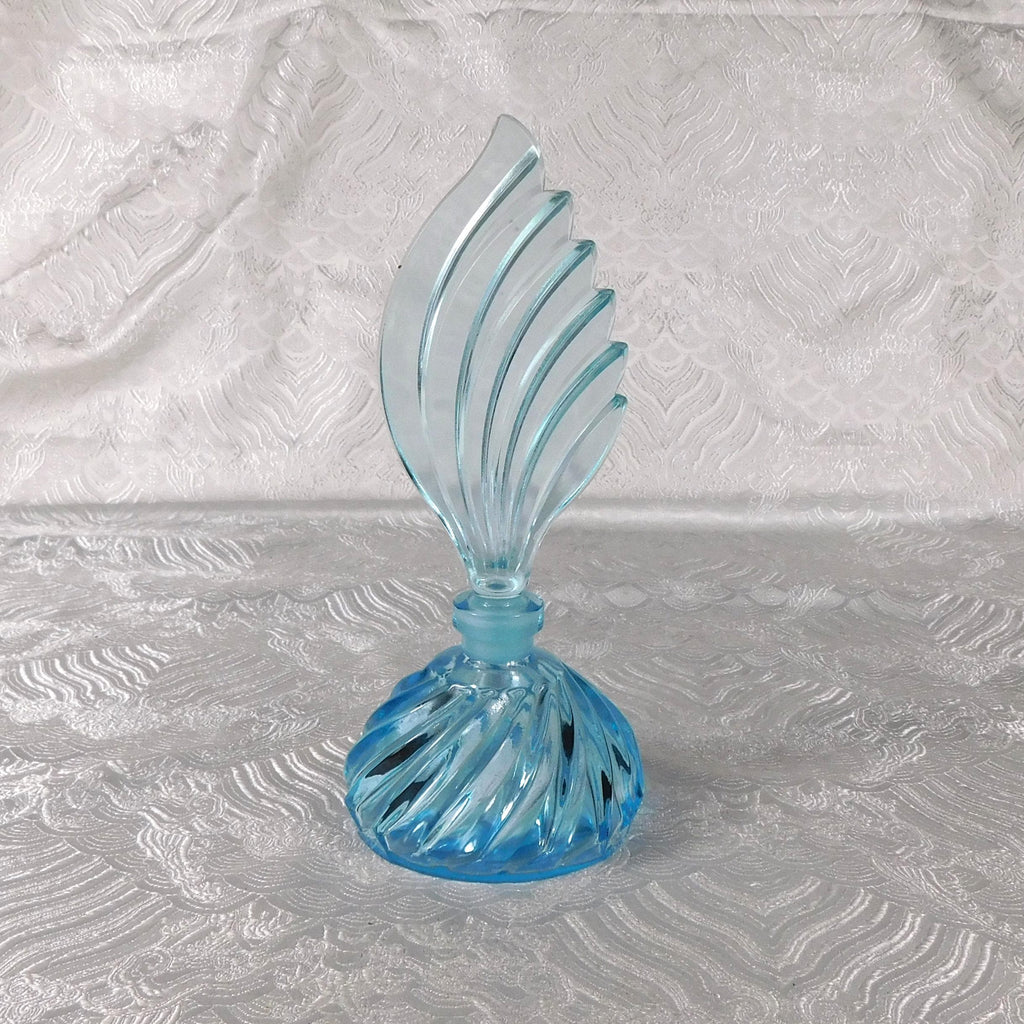 Blue Glass Perfume Bottle with Matching Stopper # 27560