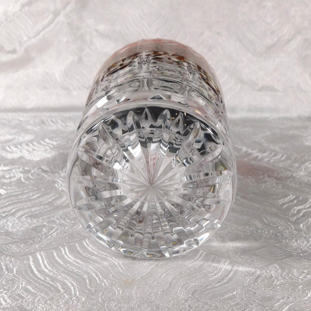 Short Cut Glass Vase with Red Cut to Clear Panel # 27638