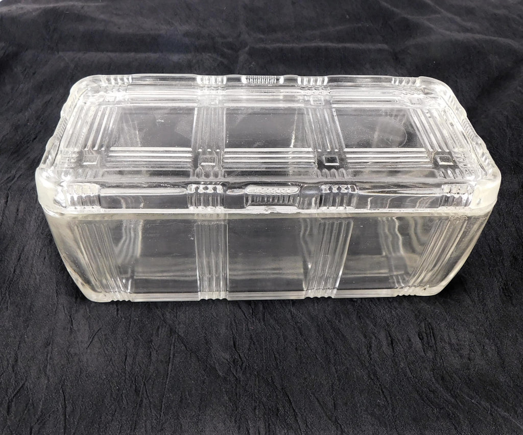 Clear Glass Refridgerator Bin with Matching Lid # 26663