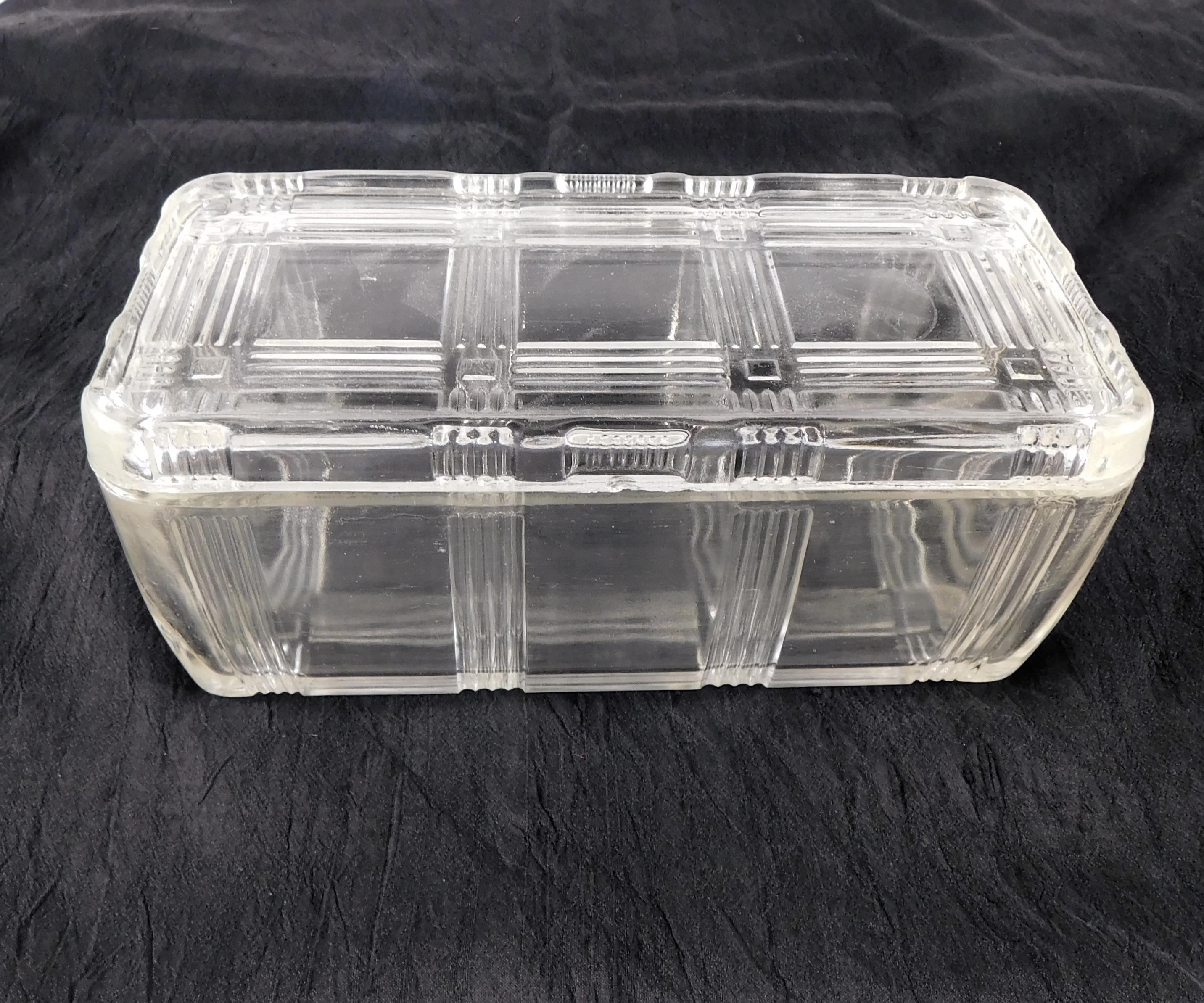 Clear Glass Refridgerator Bin with Matching Lid # 26663