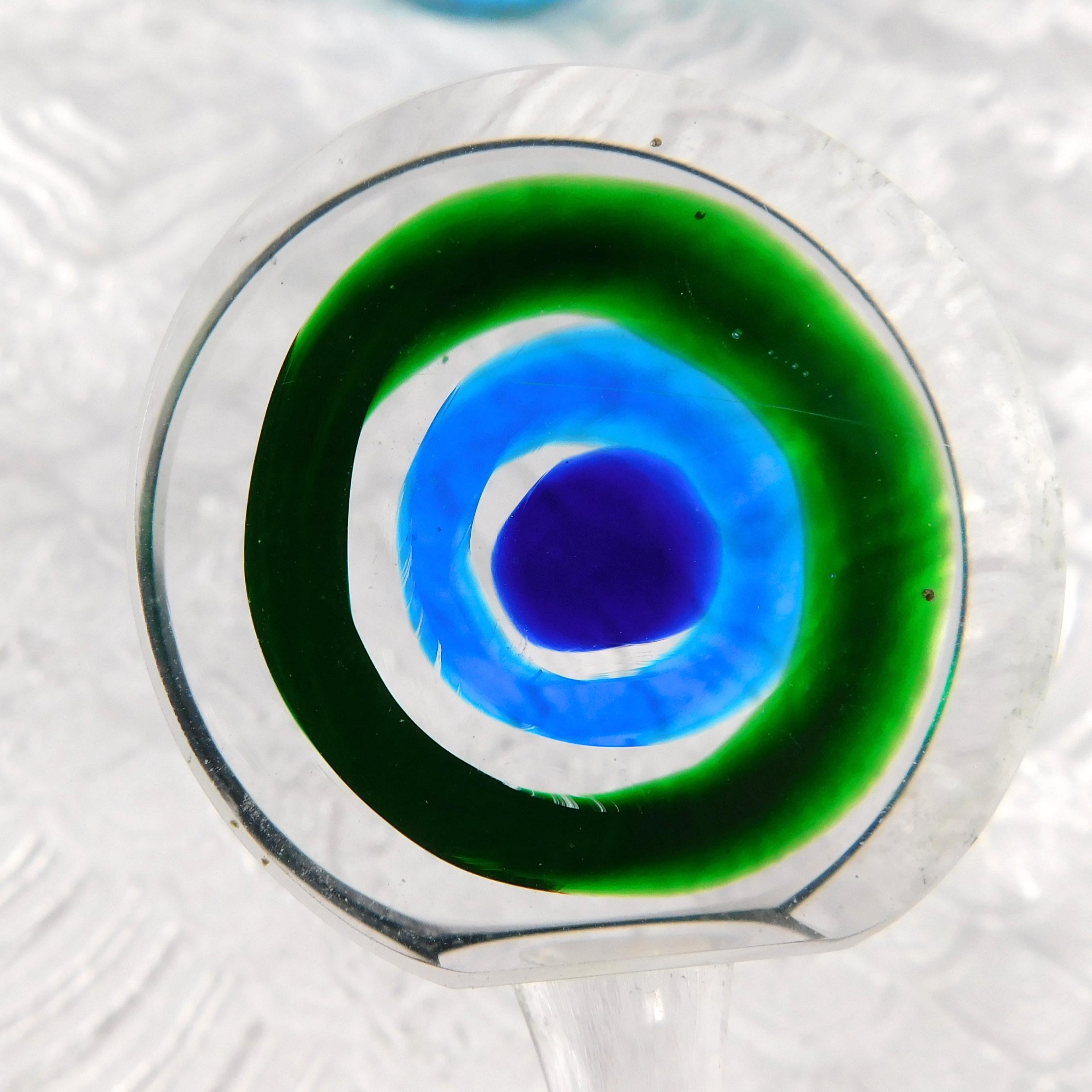Blue and Green Art Glass Perfume Bottle with Matching Stopper # 27626