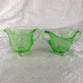 Indiana Glass Sugar Bowl and Creamer in Sweet Pear # 27502