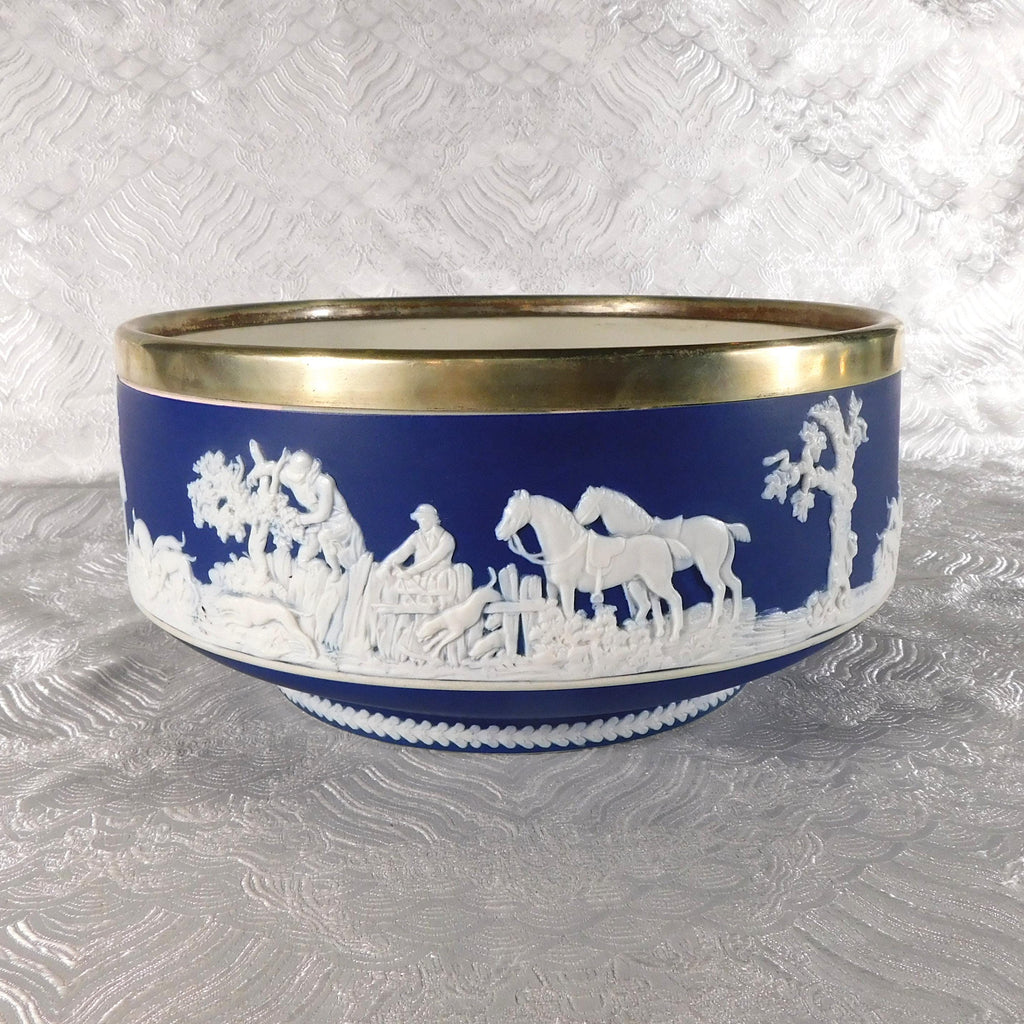 William Adams Dark Blue Large Jasperware Bowl # 27719