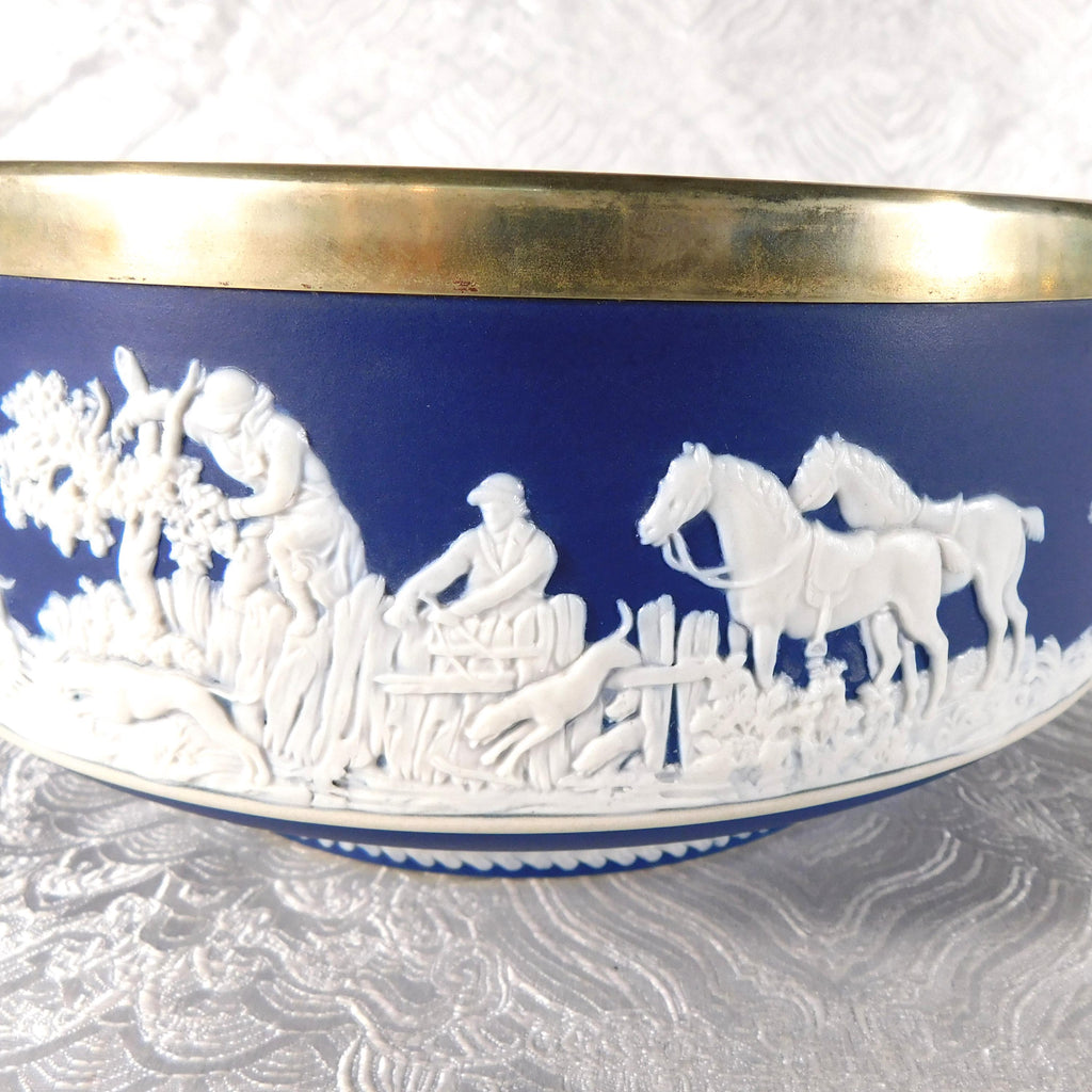 William Adams Dark Blue Large Jasperware Bowl # 27719