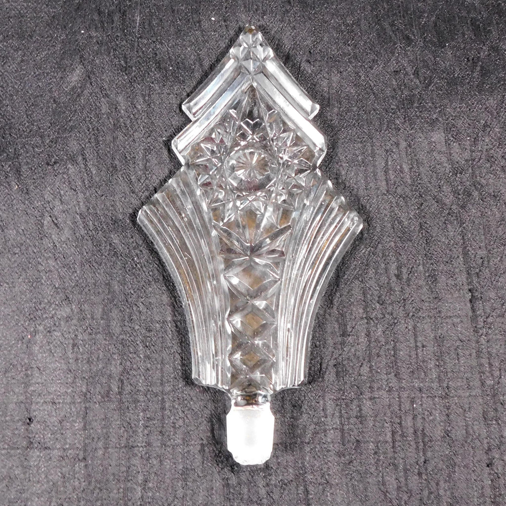 Clear Cut Glass Perfume Bottle with Tall Stopper # 26273