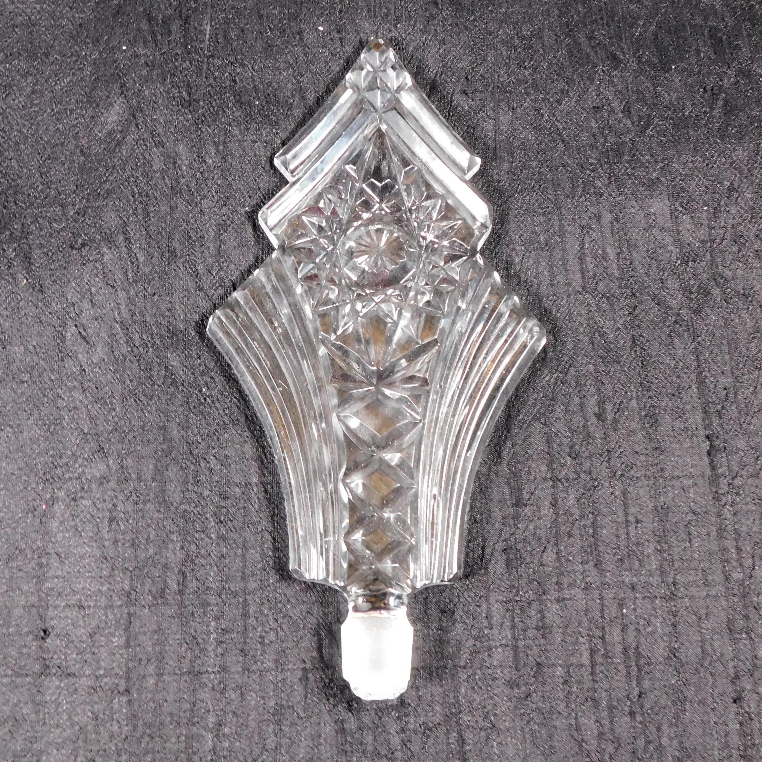 Clear Cut Glass Perfume Bottle with Tall Stopper # 26273