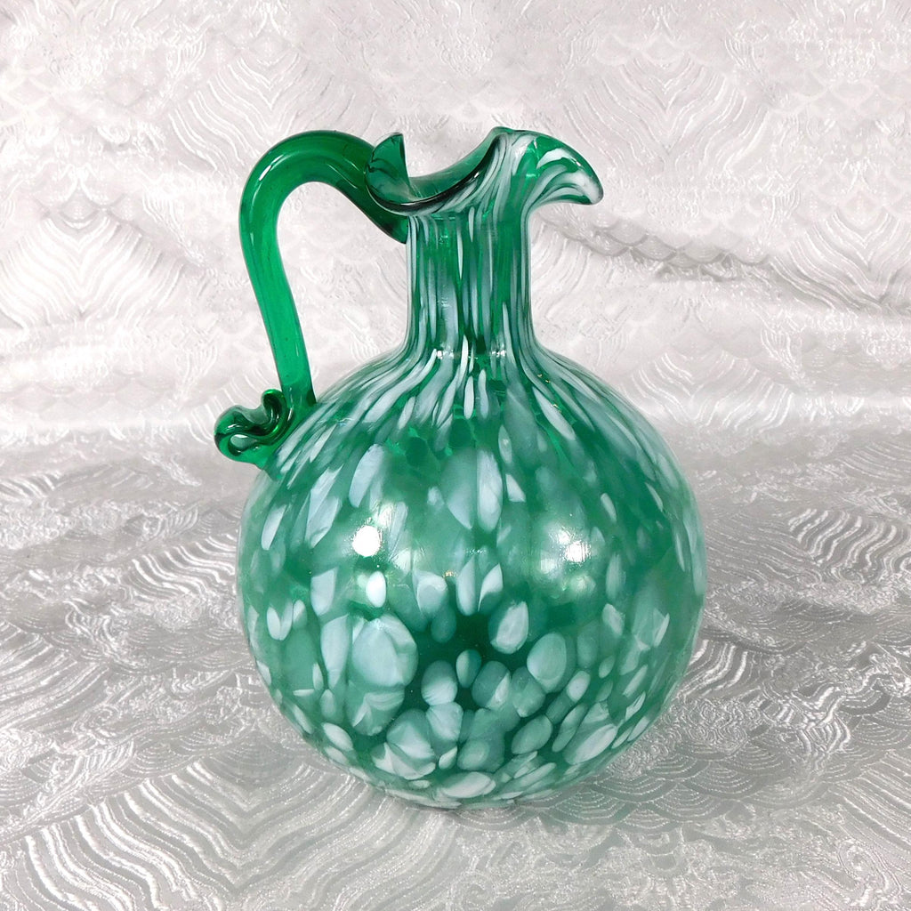 Green and White Glass Jug with Stopper # 27600