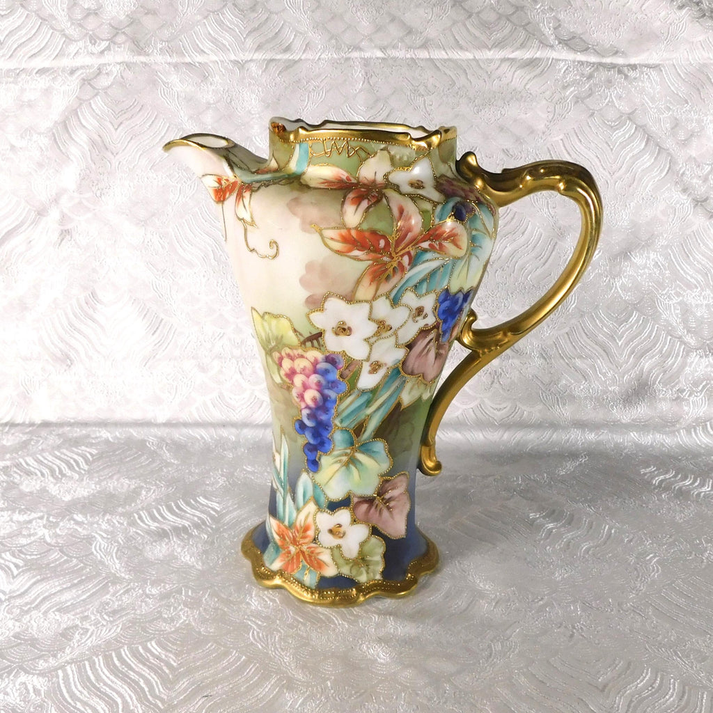 Very Colorful Chocolate Pot with Beaded Gold-No Lid # 27669