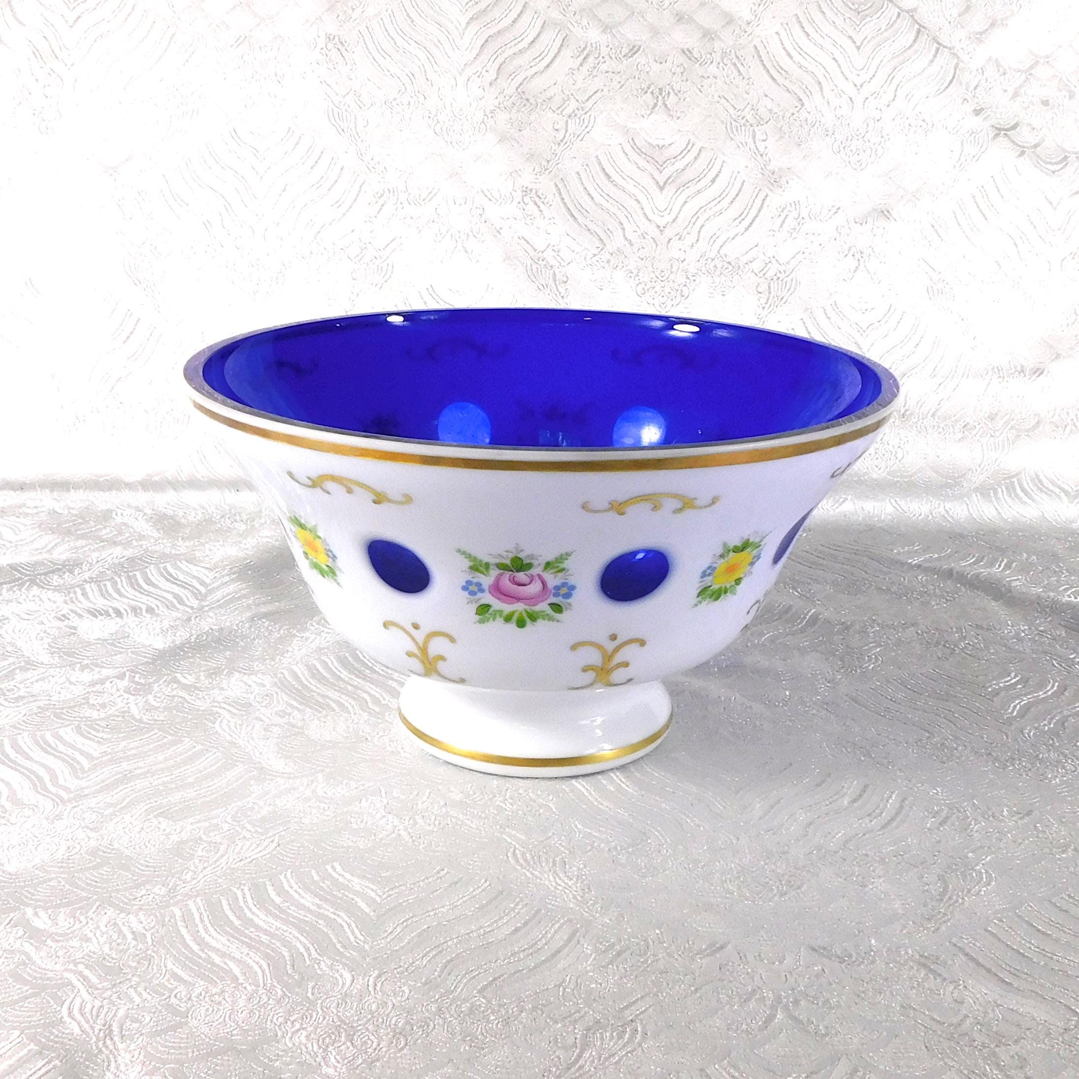 White Over Blue Cut to Clear Serving Bowl # 27667