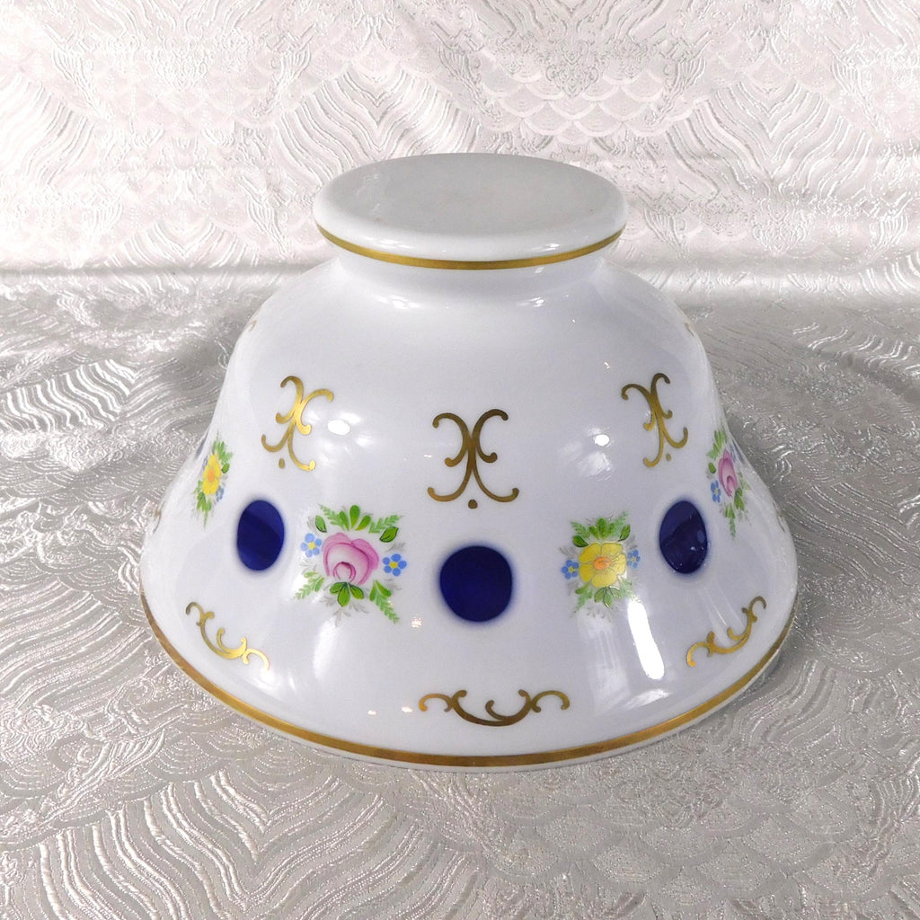 White Over Blue Cut to Clear Serving Bowl # 27667