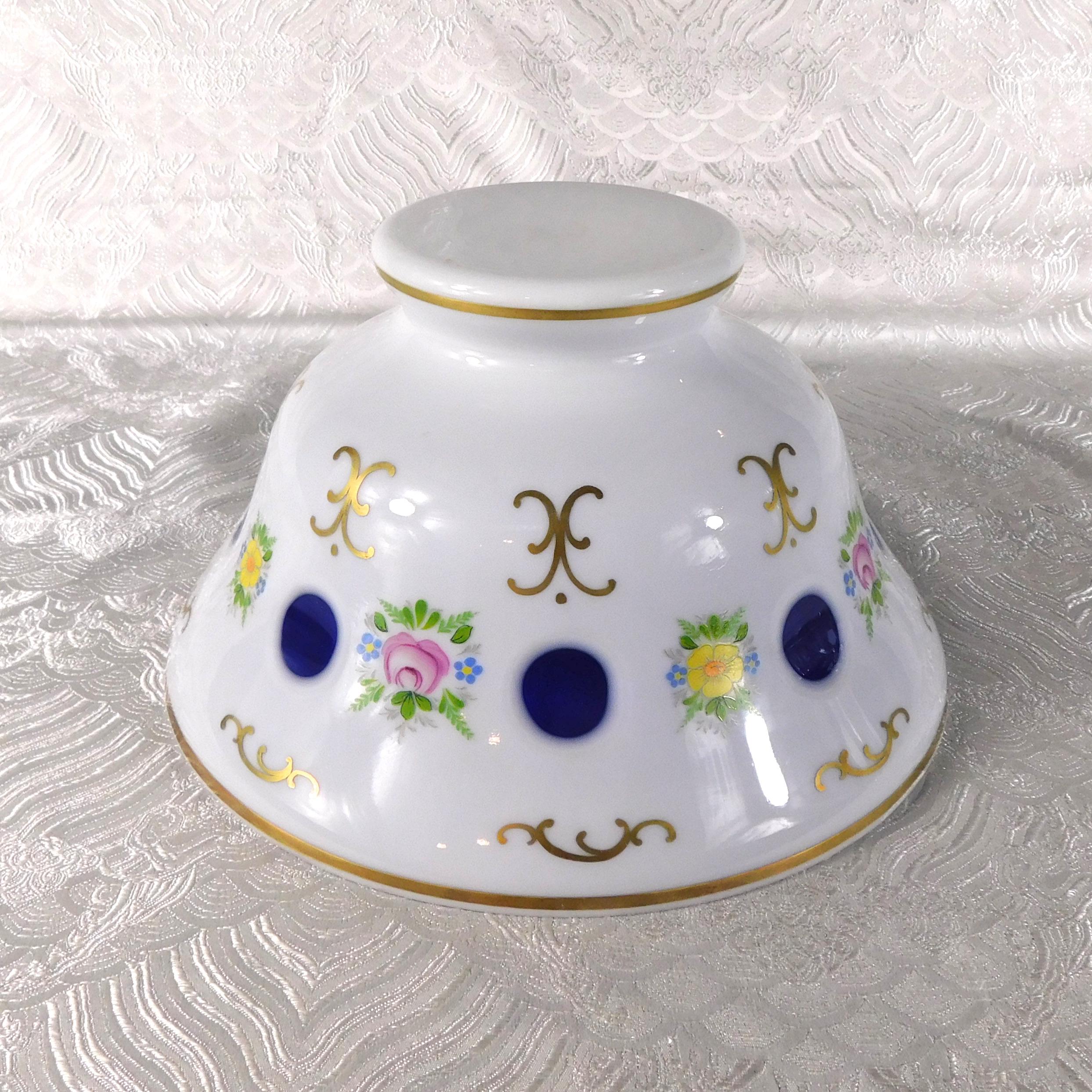 White Over Blue Cut to Clear Serving Bowl # 27667