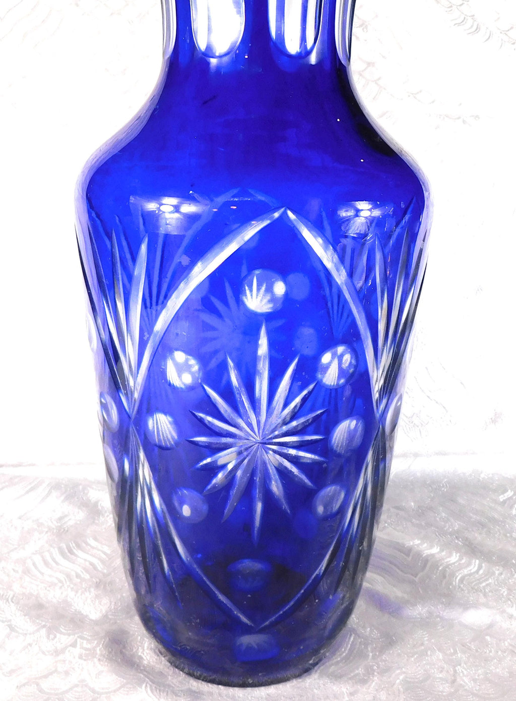 Tall Blue Cut to Clear Vase #  27743
