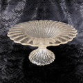 Large Footed Clear Glass Bowl with Gold Glitter # 27717
