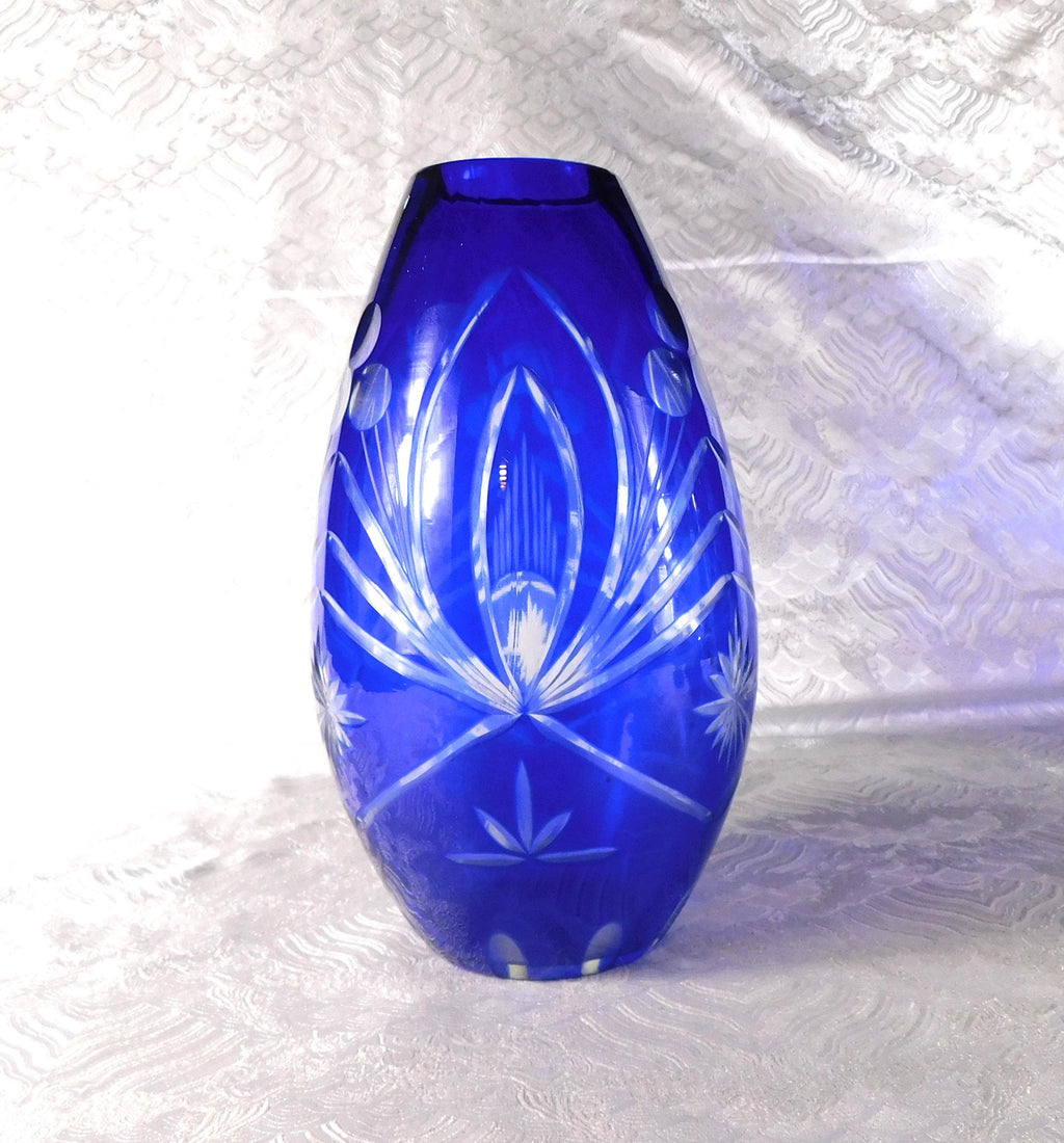 Blue Cut to Clear Vase # 27707