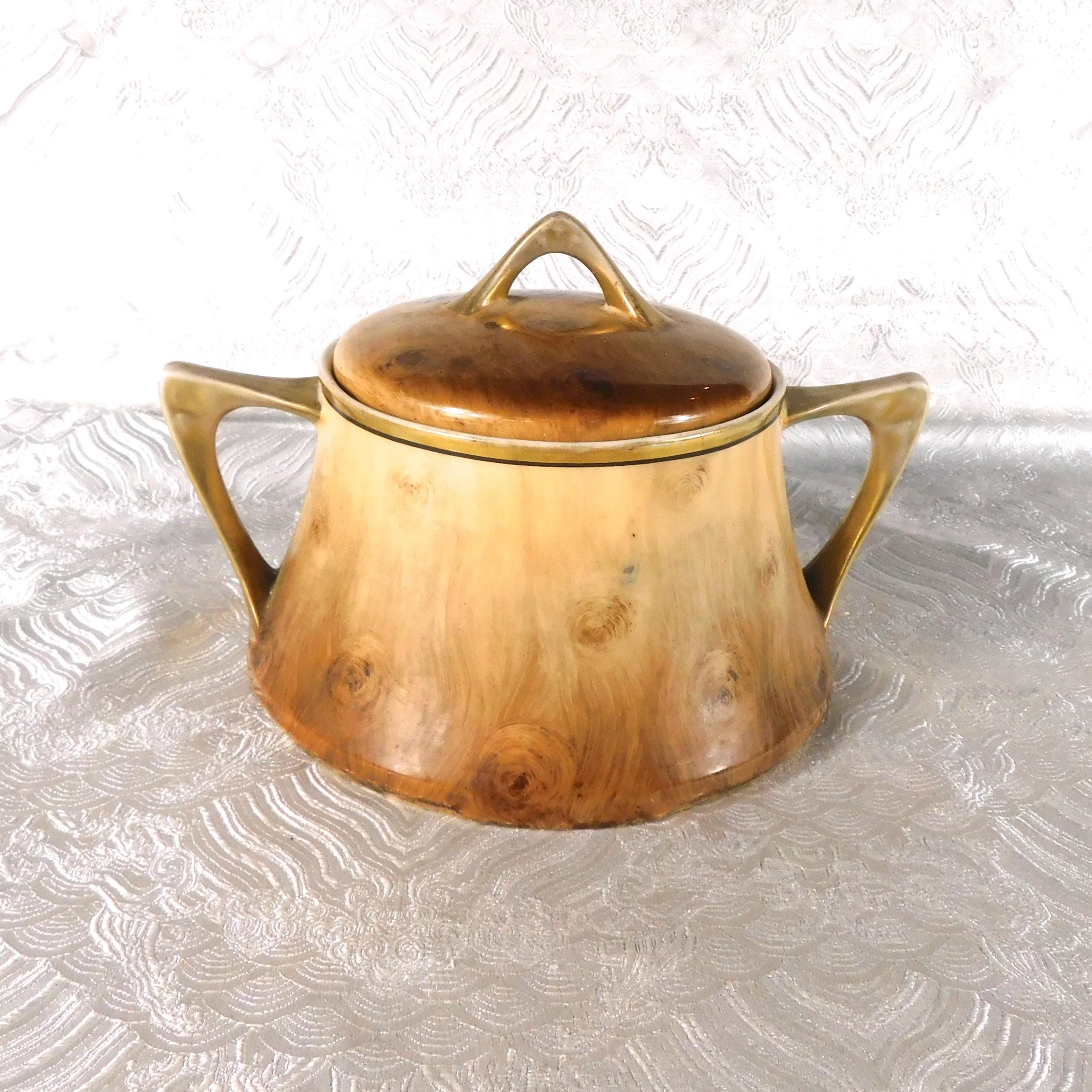 Royal Munich Zeh Scherzer Wood Look Porcelain Biscuit Jar # 27716