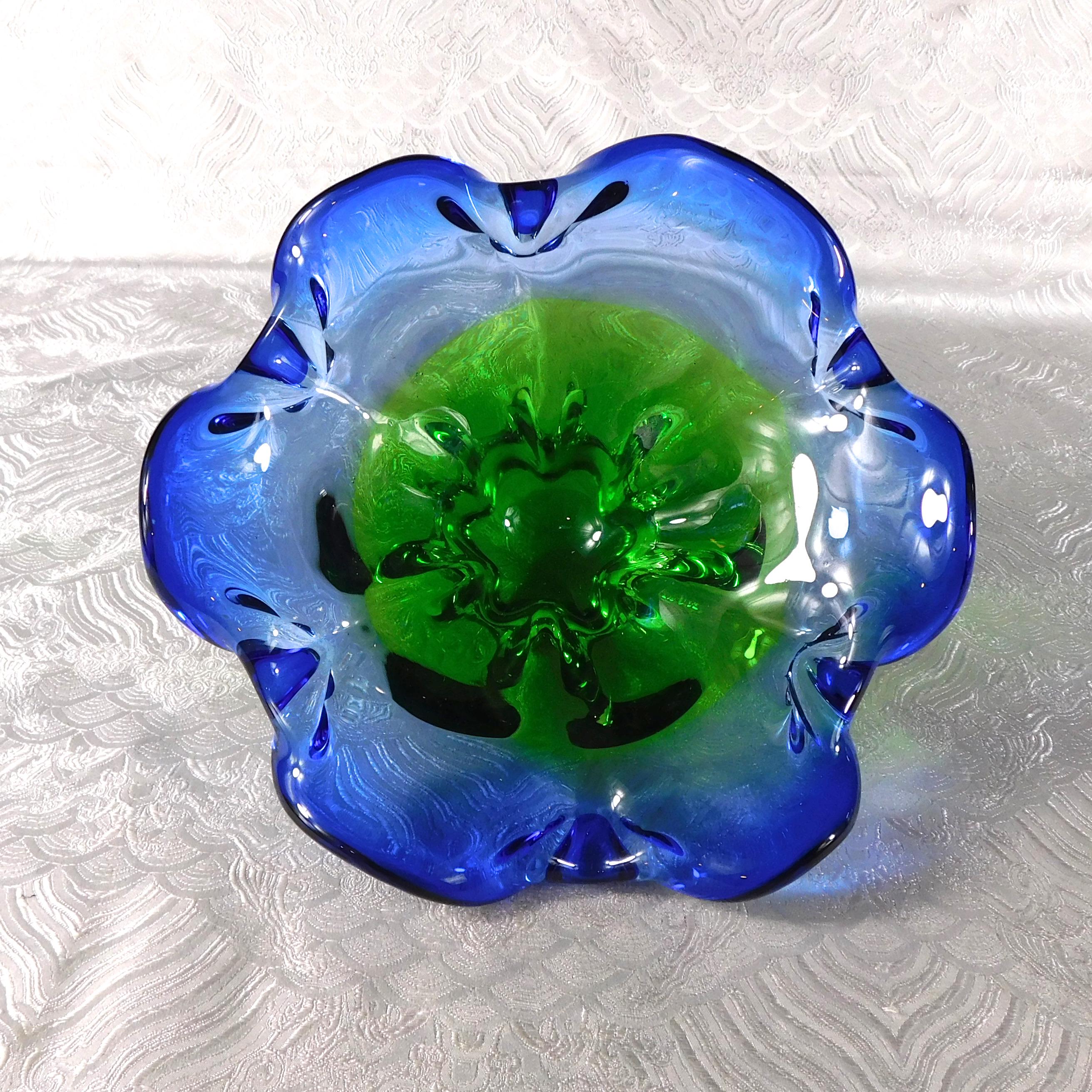 Blue and Green Art Glass Bowl # 27668