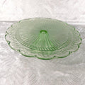 Green Glass Footed Cake Plate # 27688