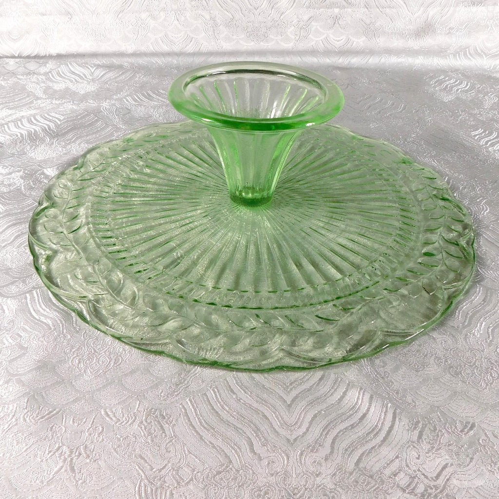 Green Glass Footed Cake Plate # 27688
