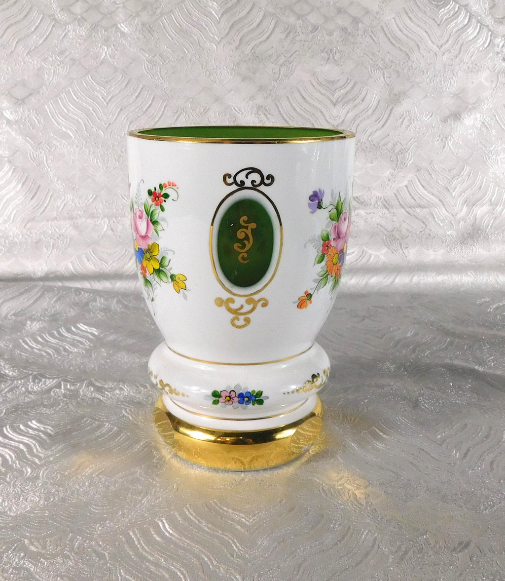 White over Green Short Cut to Clear Vase # 27706
