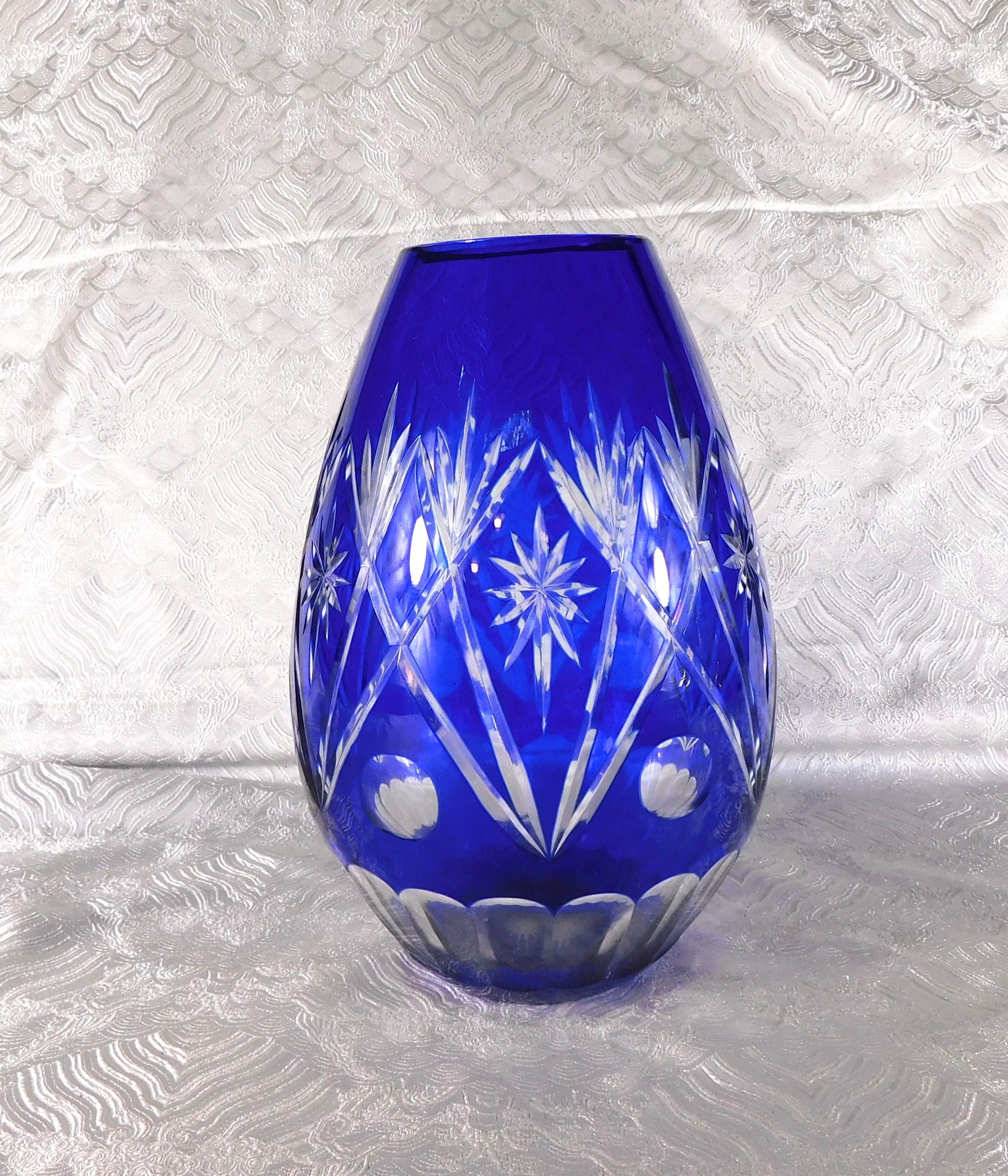 Blue Cut to Clear Vase # 27722