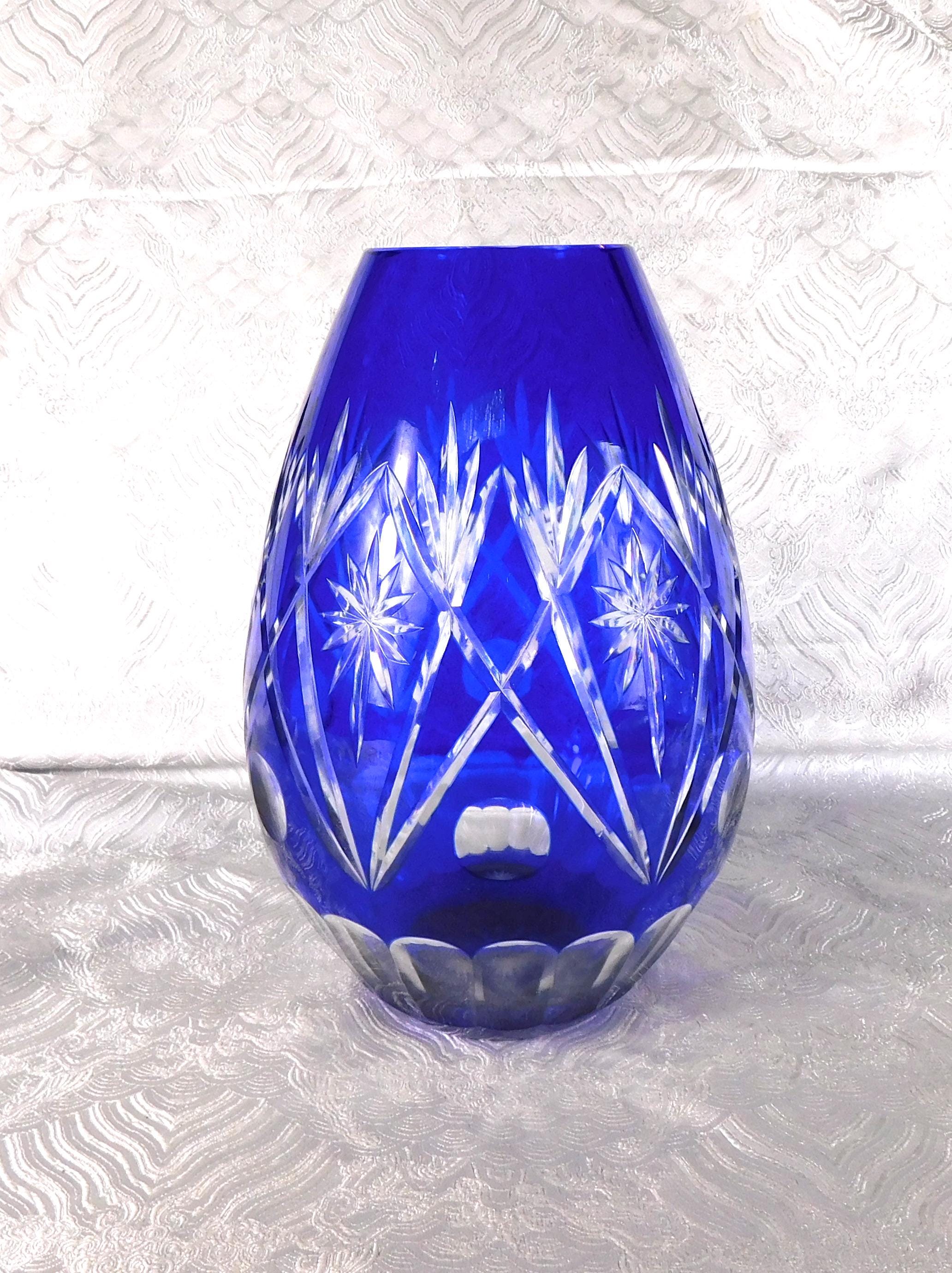 Blue Cut to Clear Vase # 27722