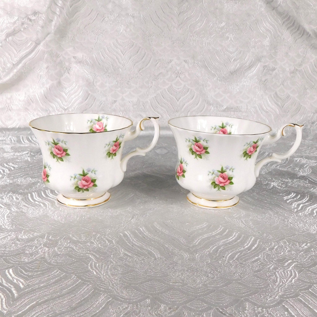 Royal Albert Sugar Bowl and Creamer with Two Teacups in Forget Me Not Rose