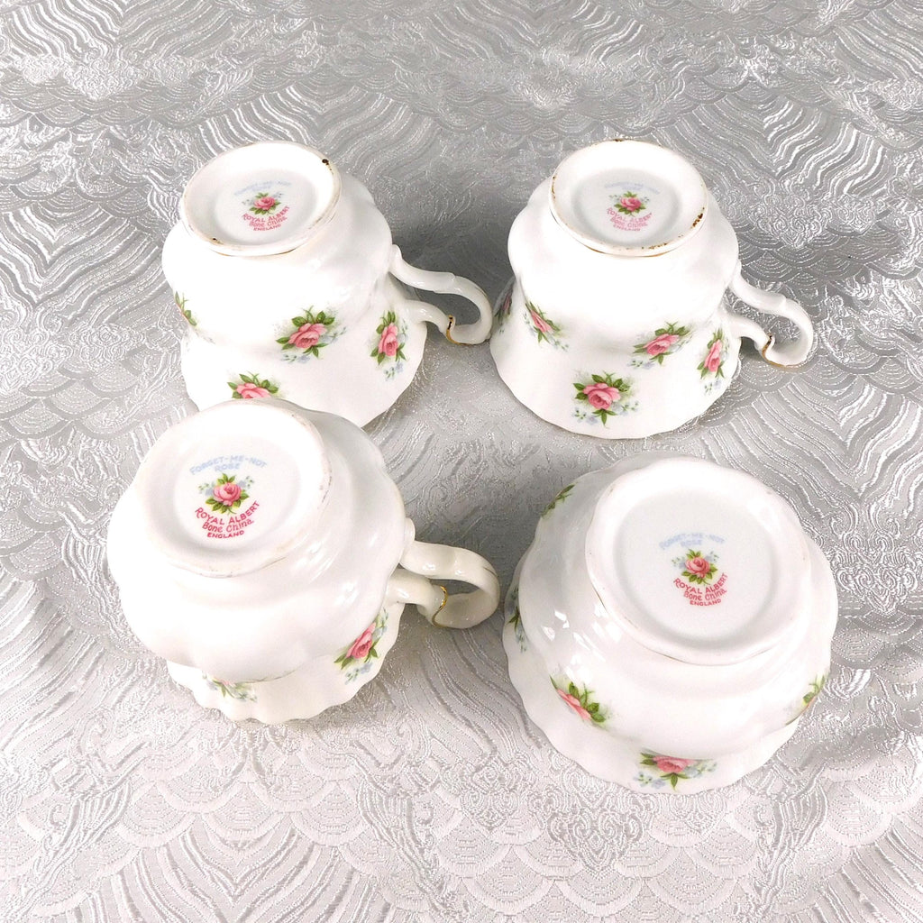 Royal Albert Sugar Bowl and Creamer with Two Teacups in Forget Me Not Rose