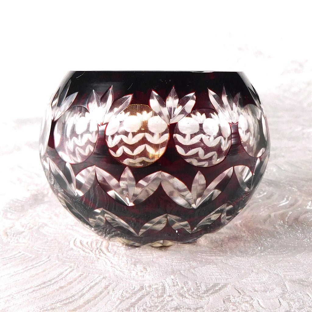 Lot of Two Red Cut to Clear Small bowls # 27348