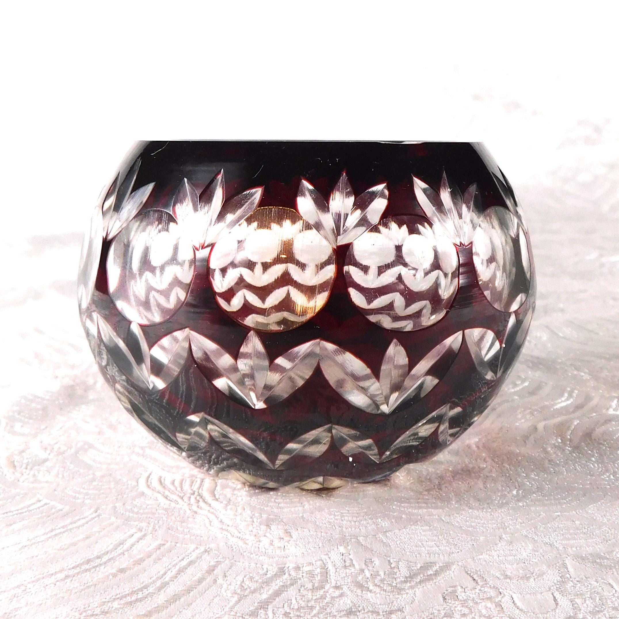 Lot of Two Red Cut to Clear Small bowls # 27348