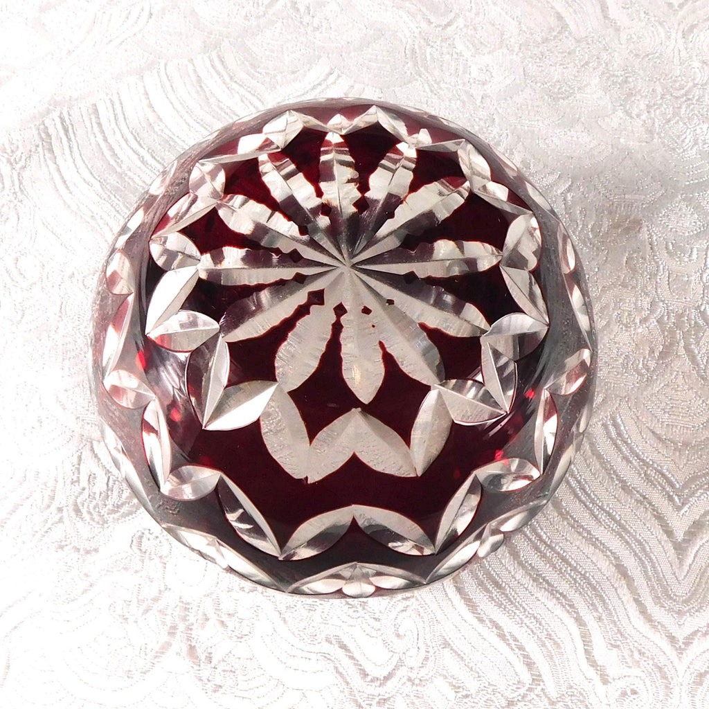 Lot of Two Red Cut to Clear Small bowls # 27348