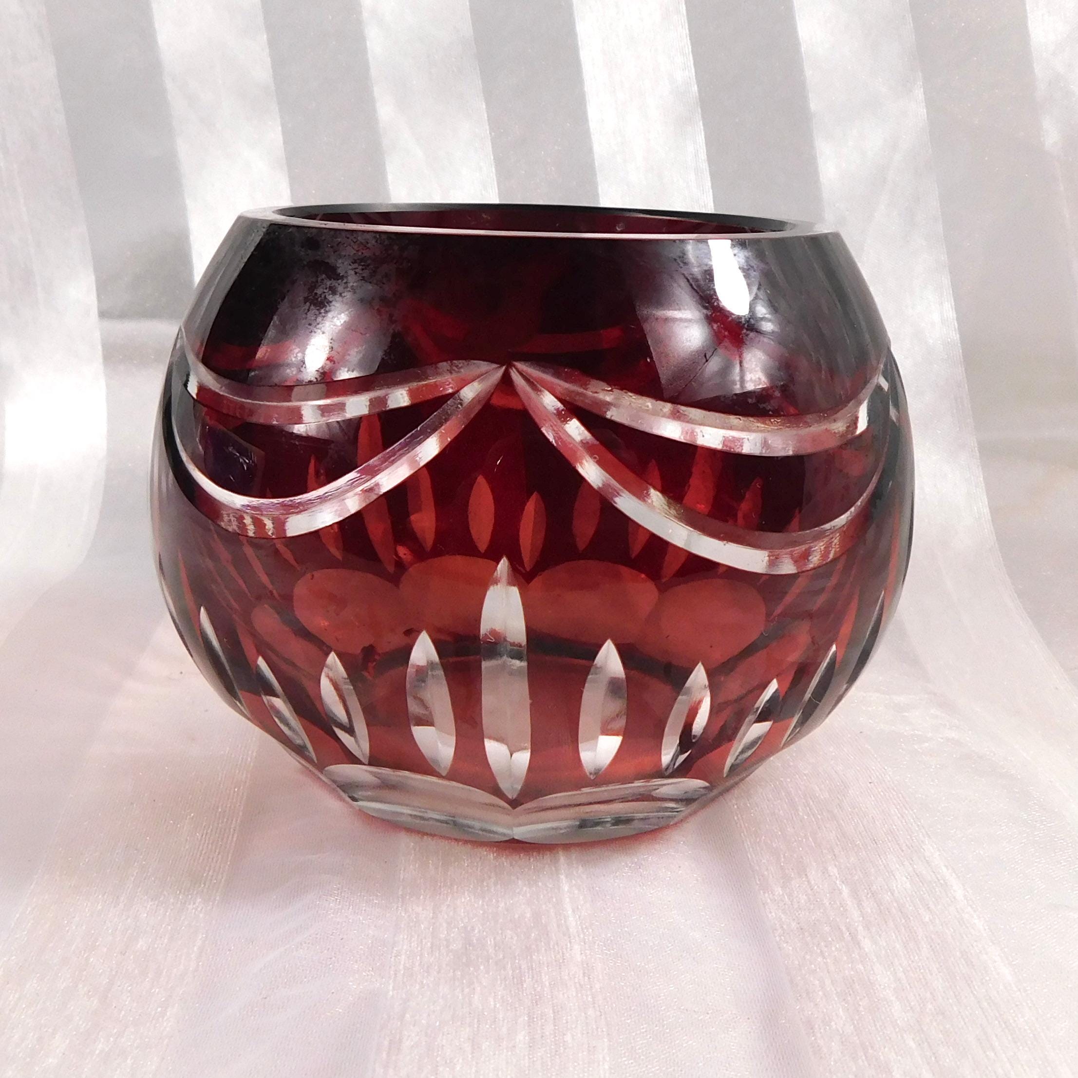 Lot of Two Red Cut to Clear Small bowls # 27348