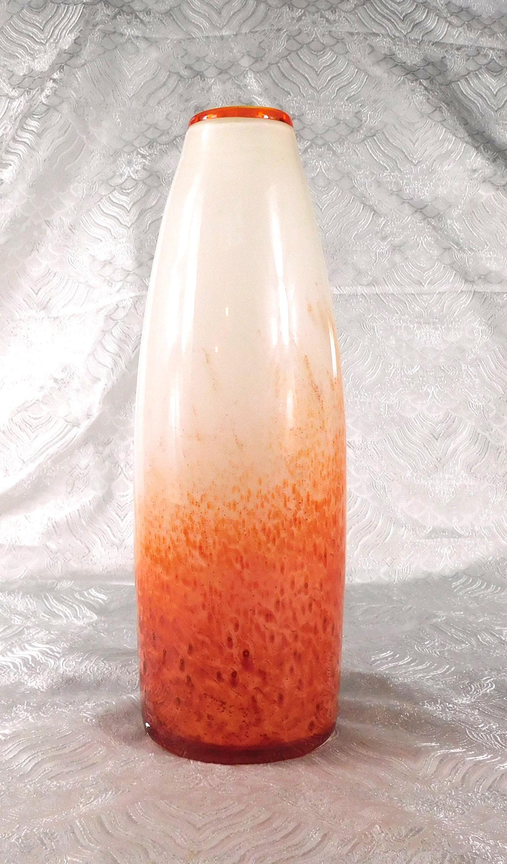 Orange and White Art Glass Vase # 27480